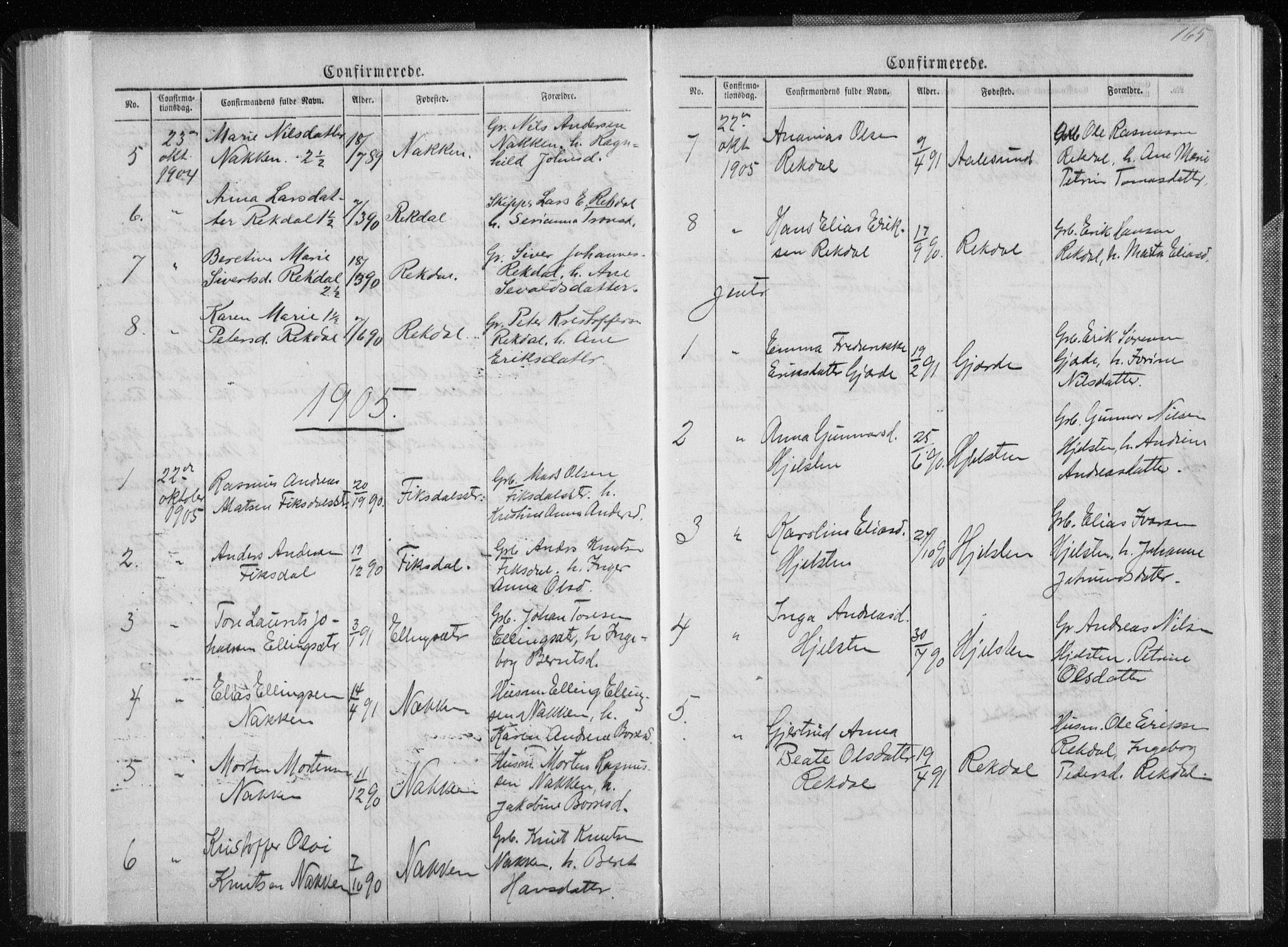 Ministerialprotokoller, klokkerbøker og fødselsregistre - Møre og Romsdal, AV/SAT-A-1454/540/L0541: Parish register (copy) no. 540C01, 1867-1920, p. 165