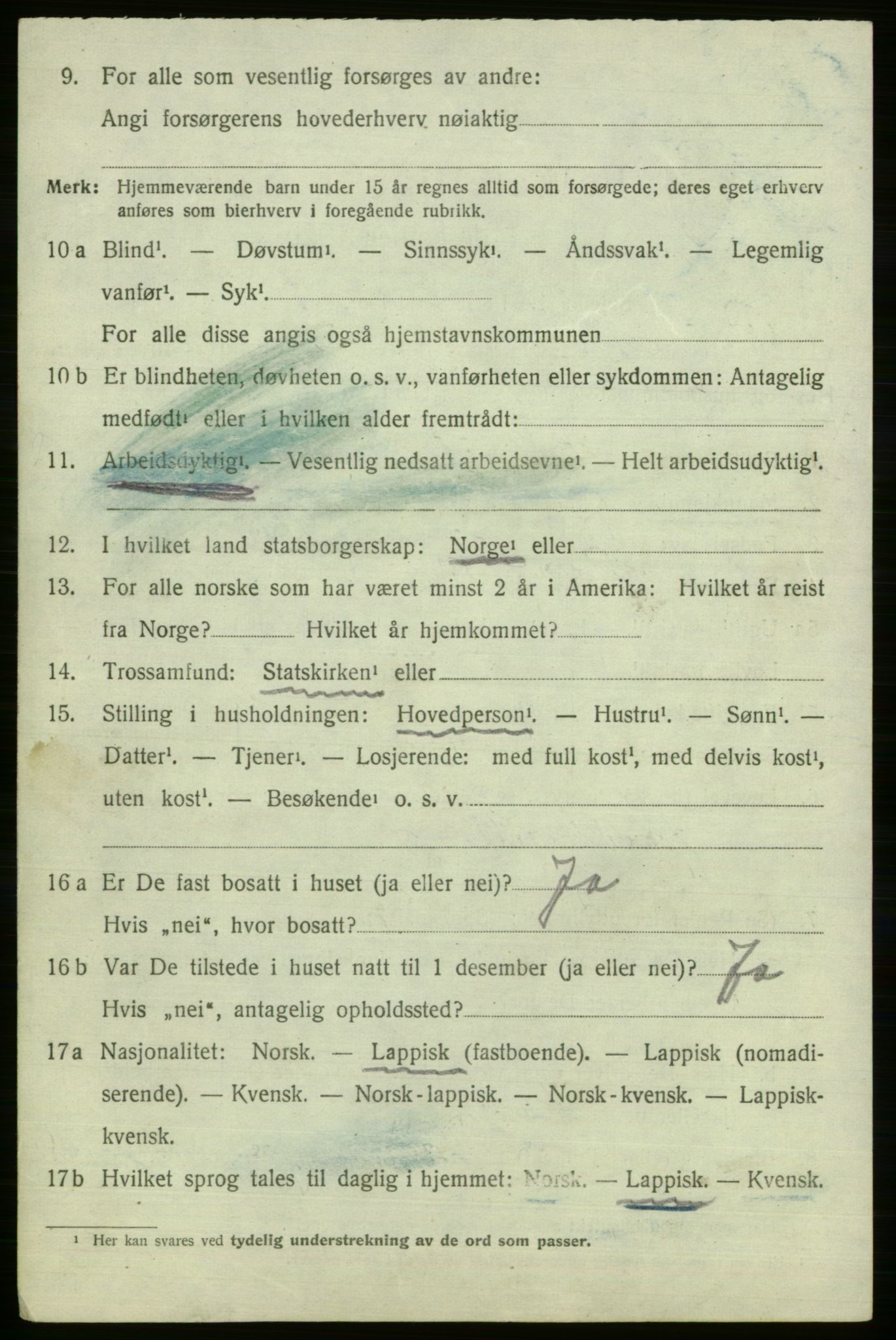 SATØ, 1920 census for Polmak, 1920, p. 238