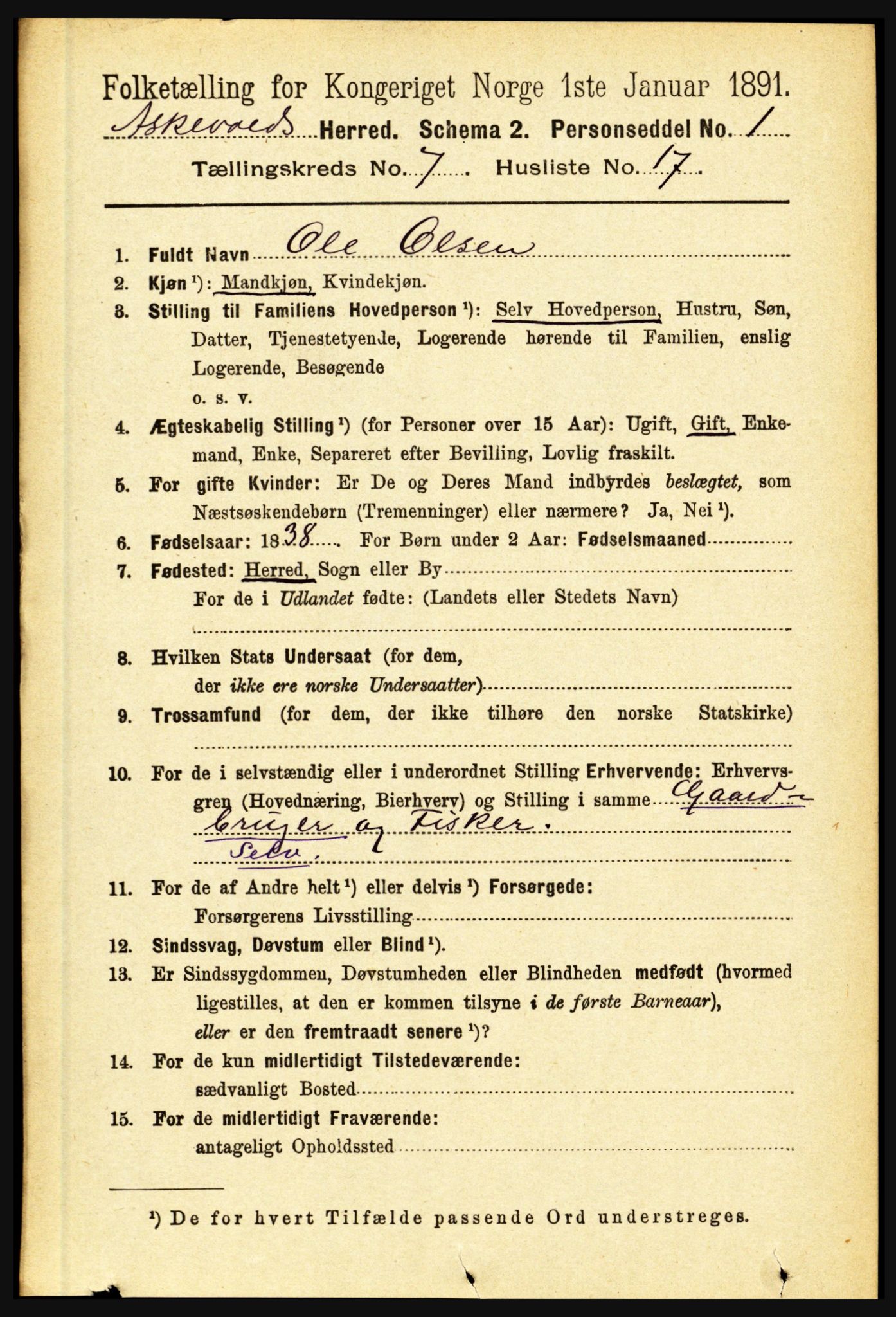 RA, 1891 census for 1428 Askvoll, 1891, p. 2002