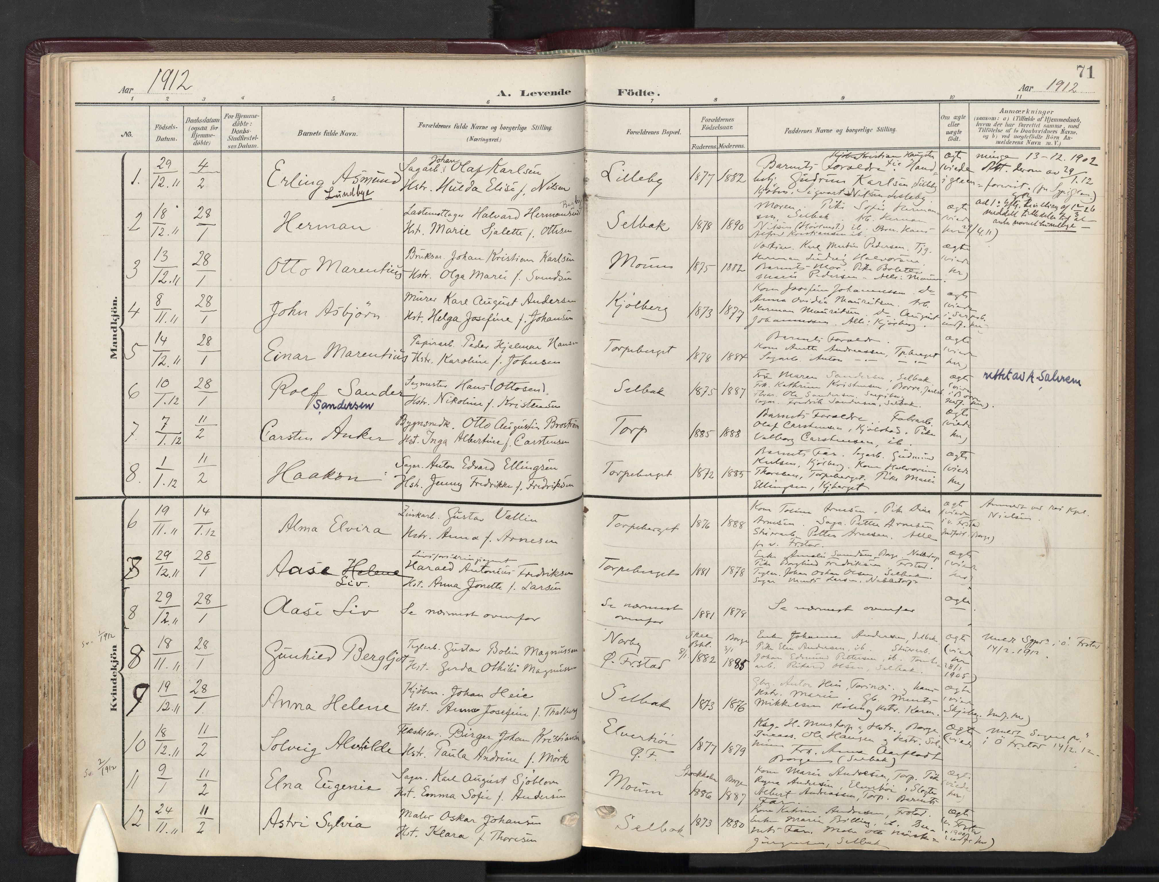 Borge prestekontor Kirkebøker, AV/SAO-A-10903/F/Fa/L0010: Parish register (official) no. I 10, 1907-1925, p. 71