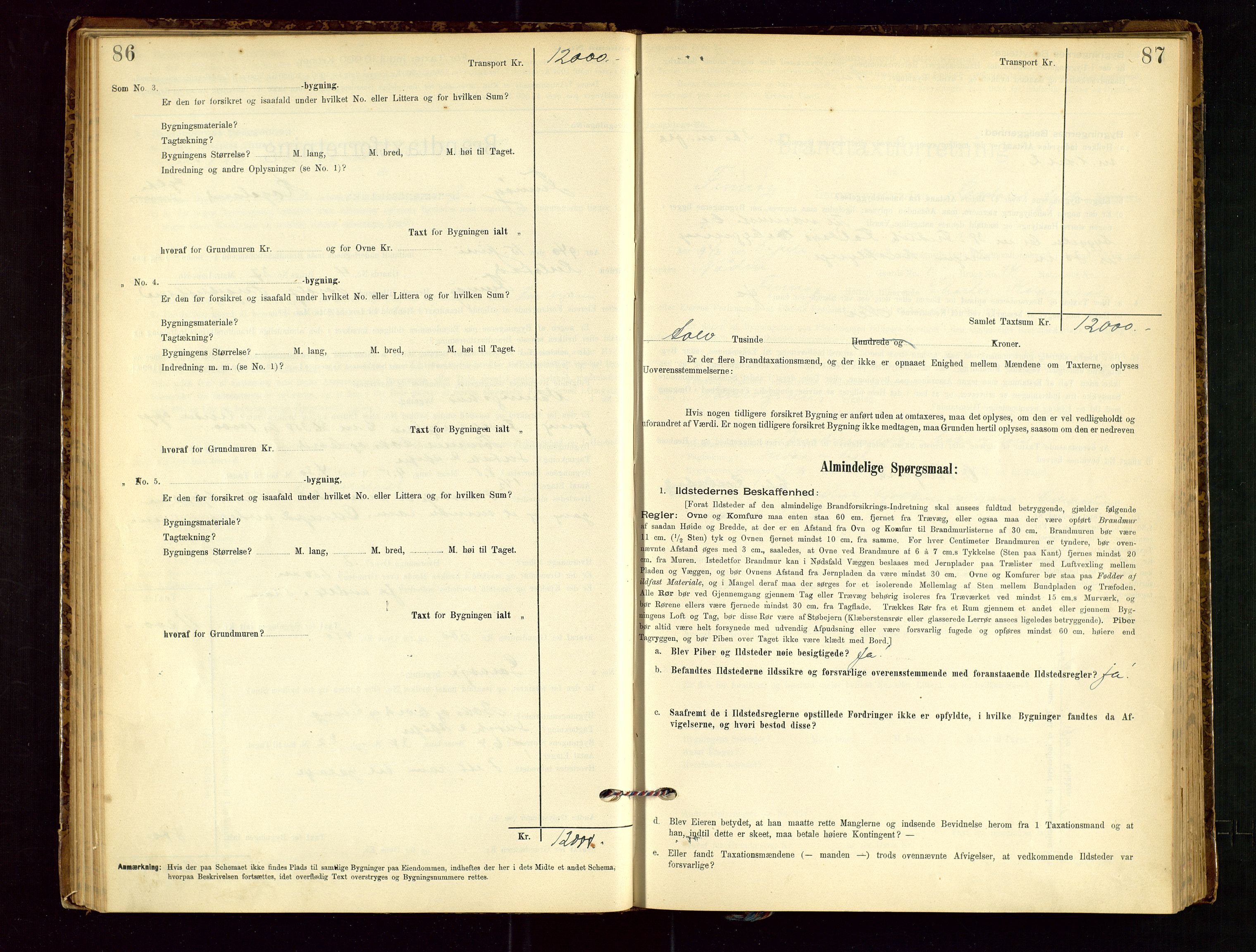 Finnøy lensmannskontor, AV/SAST-A-100442/Goa/L0003: Branntakstprotokoll - skjemaprotokoll, 1896-1954, p. 86-87