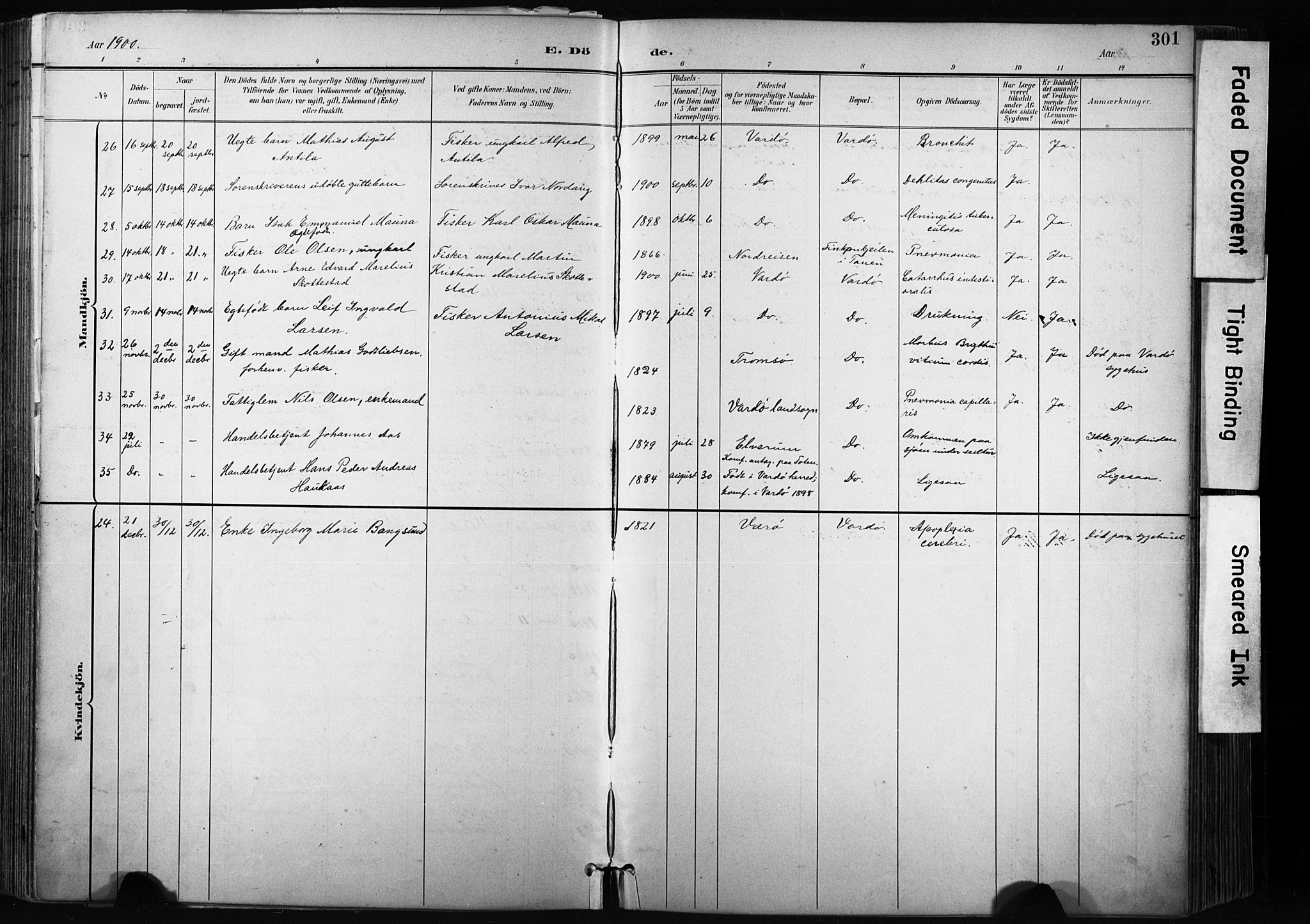 Vardø sokneprestkontor, SATØ/S-1332/H/Ha/L0010kirke: Parish register (official) no. 10, 1895-1907, p. 301