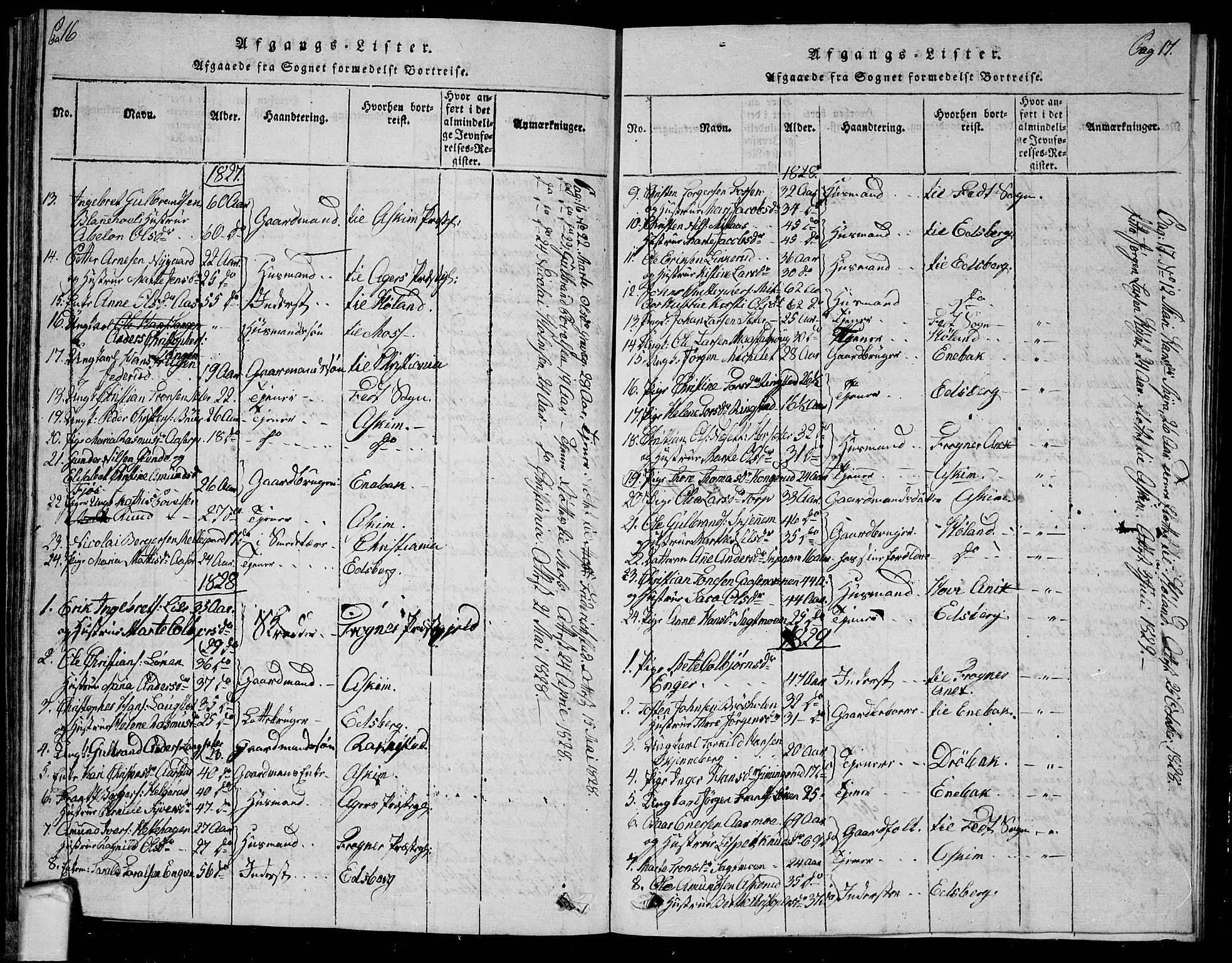 Trøgstad prestekontor Kirkebøker, SAO/A-10925/G/Ga/L0001: Parish register (copy) no. I 1, 1815-1831, p. 16-17