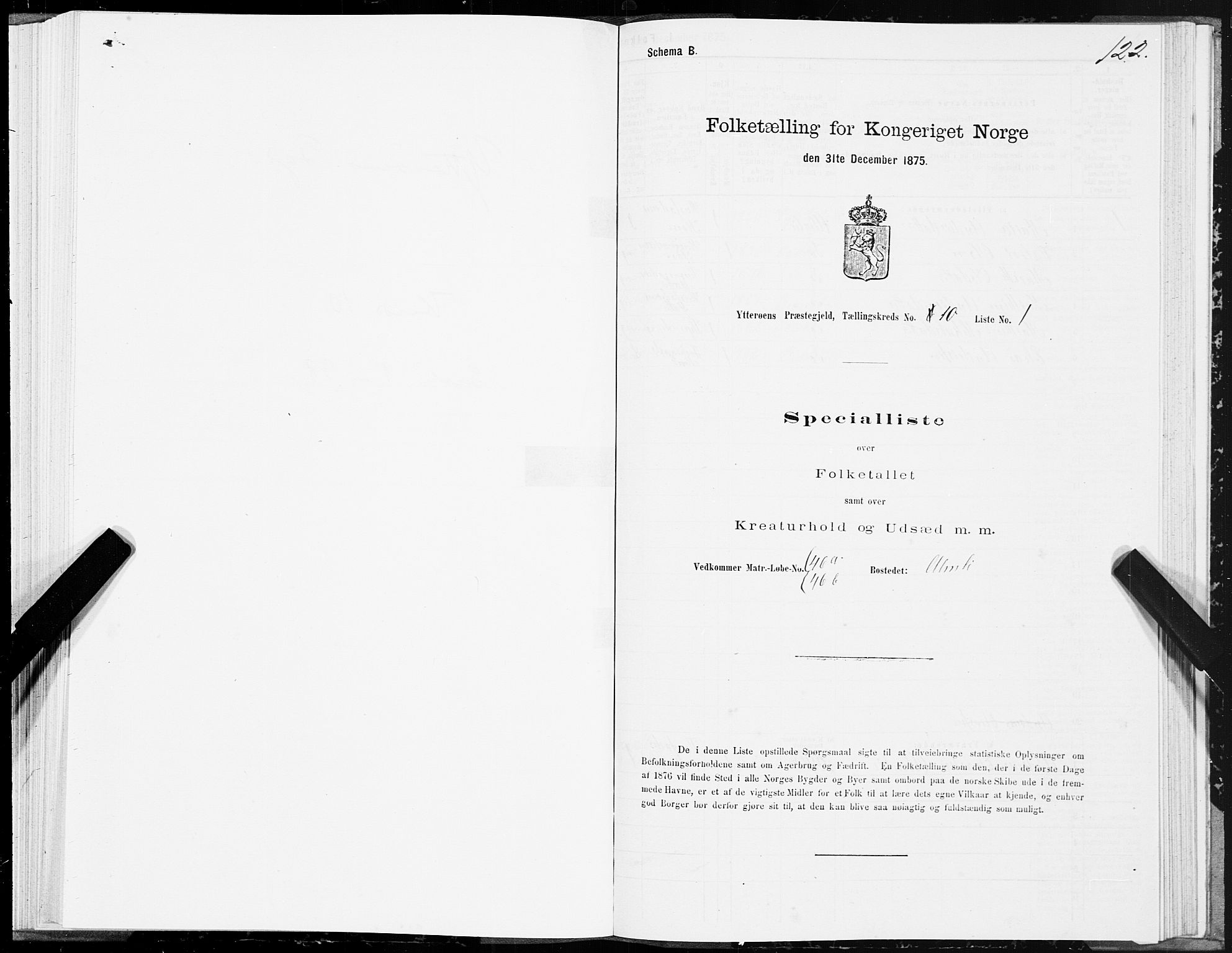 SAT, 1875 census for 1722P Ytterøy, 1875, p. 5122