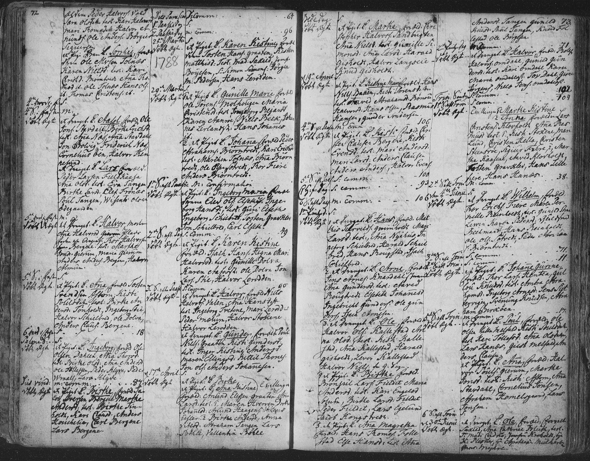 Solum kirkebøker, SAKO/A-306/F/Fa/L0003: Parish register (official) no. I 3, 1761-1814, p. 72-73