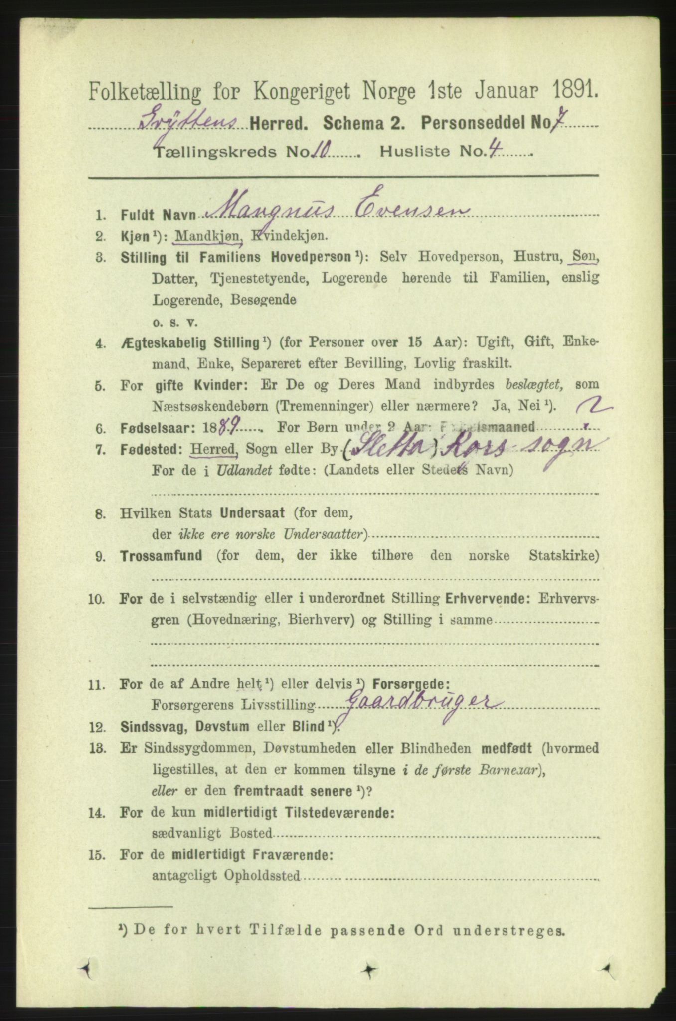 RA, 1891 census for 1539 Grytten, 1891, p. 3646