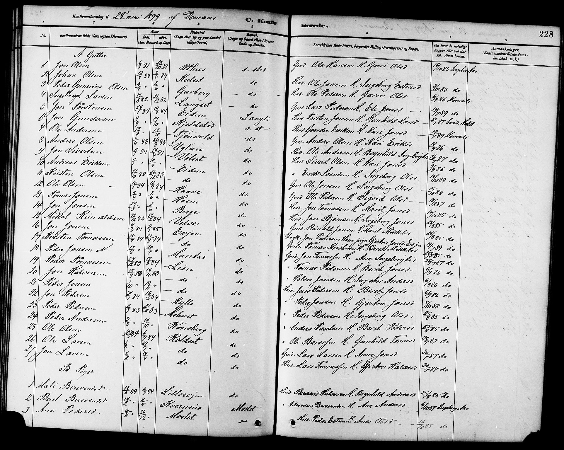 Ministerialprotokoller, klokkerbøker og fødselsregistre - Sør-Trøndelag, SAT/A-1456/695/L1157: Parish register (copy) no. 695C08, 1889-1913, p. 228