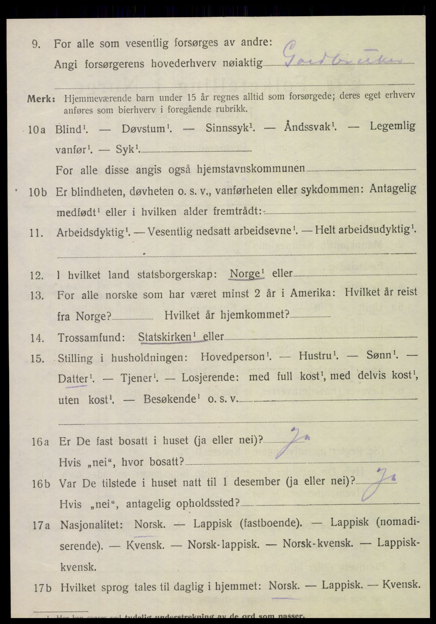 SAT, 1920 census for Velfjord, 1920, p. 3392