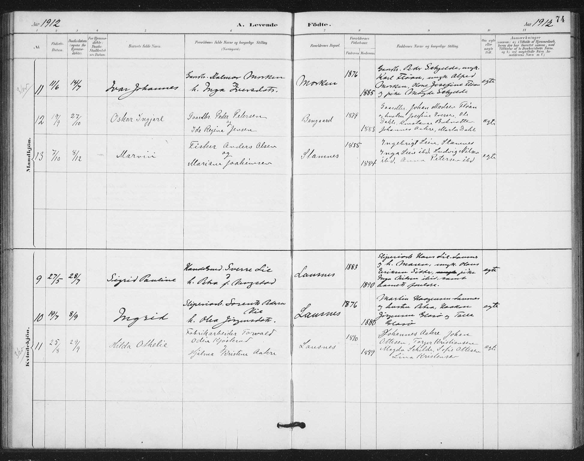 Ministerialprotokoller, klokkerbøker og fødselsregistre - Nord-Trøndelag, AV/SAT-A-1458/772/L0603: Parish register (official) no. 772A01, 1885-1912, p. 74