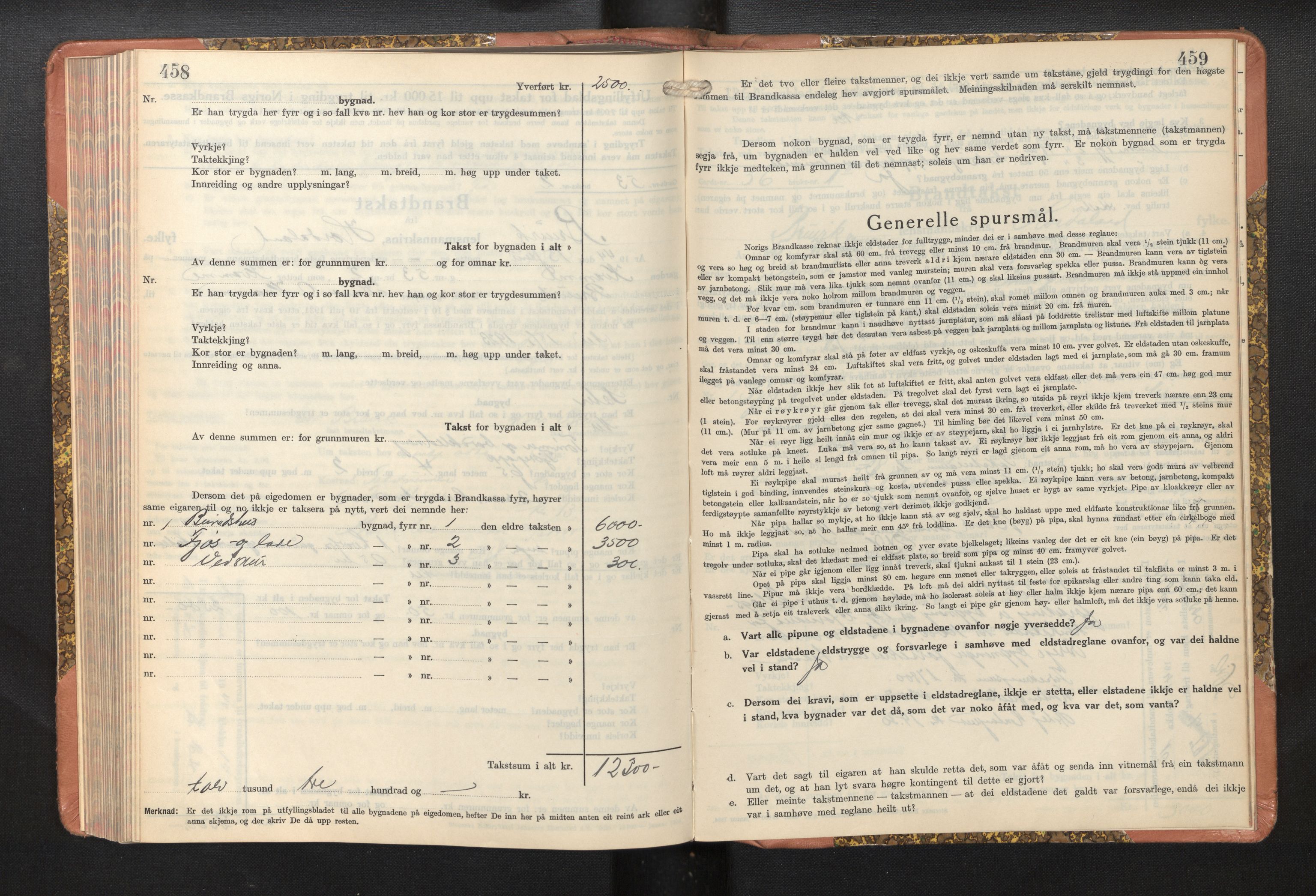 Lensmannen i Bruvik, AV/SAB-A-31301/0012/L0011: Branntakstprotokoll, skjematakst, 1936-1949, p. 458-459