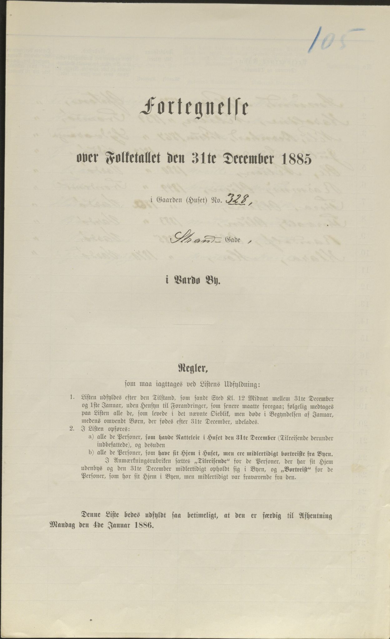 SATØ, 1885 census for 2002 Vardø, 1885, p. 105a