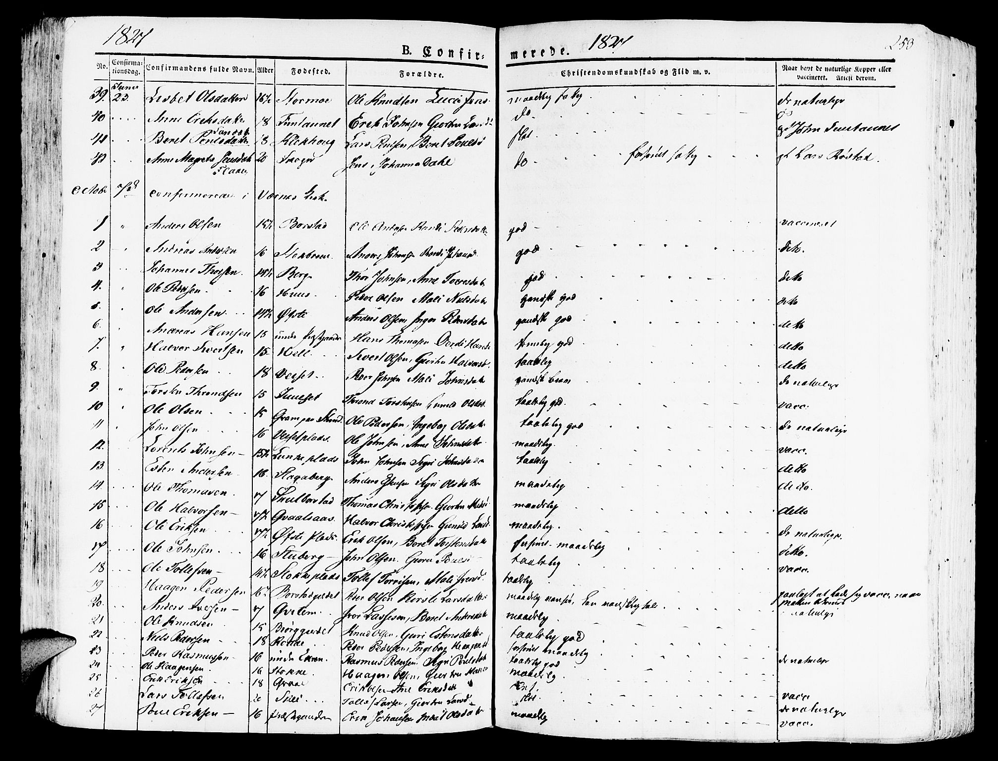 Ministerialprotokoller, klokkerbøker og fødselsregistre - Nord-Trøndelag, SAT/A-1458/709/L0070: Parish register (official) no. 709A10, 1820-1832, p. 253