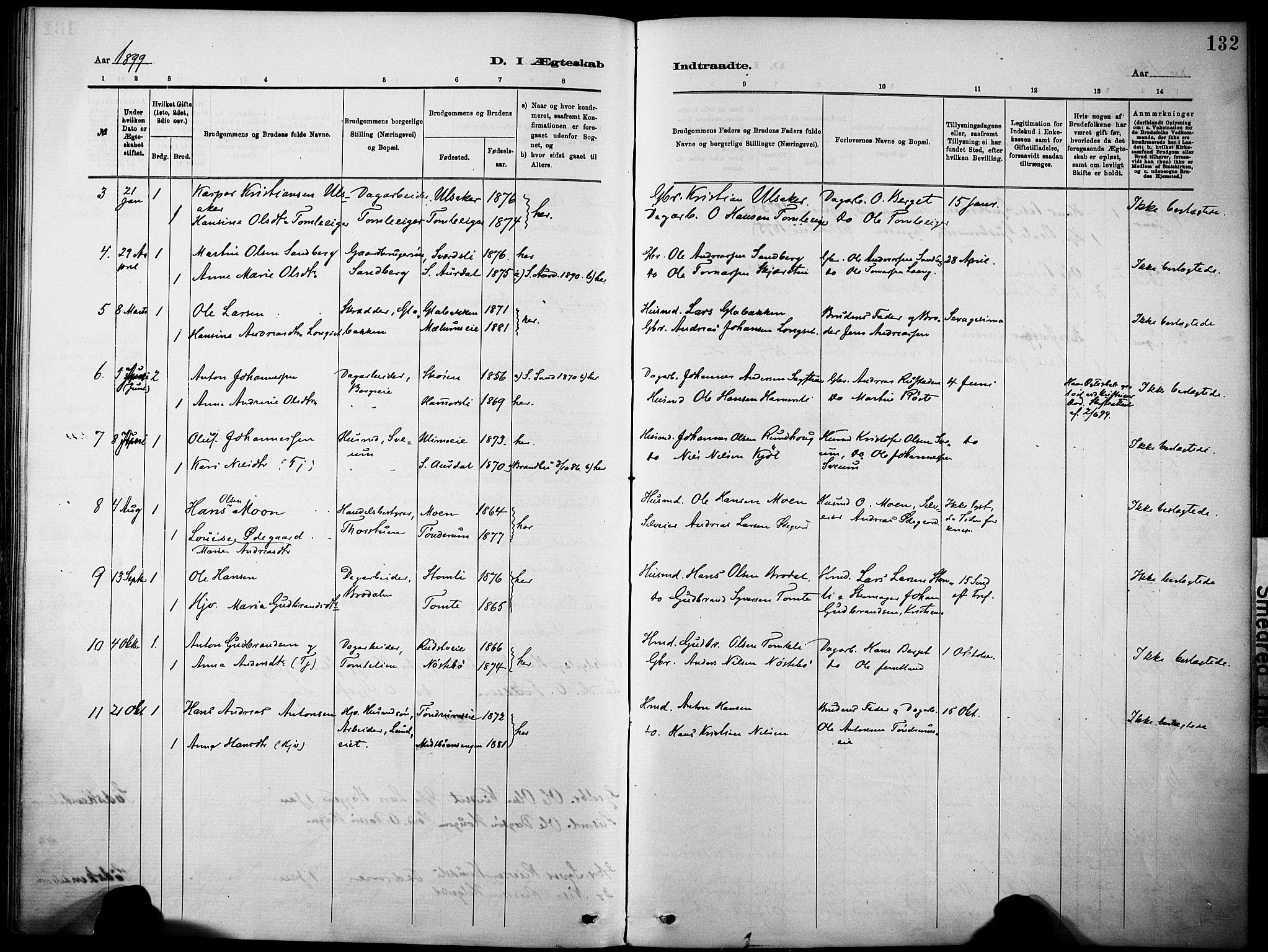 Nordre Land prestekontor, SAH/PREST-124/H/Ha/Haa/L0005: Parish register (official) no. 5, 1882-1903, p. 132