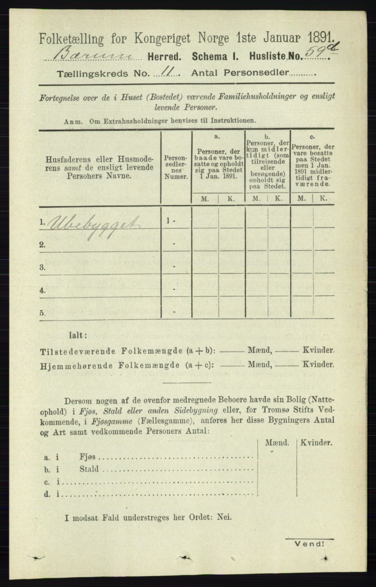 RA, 1891 census for 0219 Bærum, 1891, p. 7177