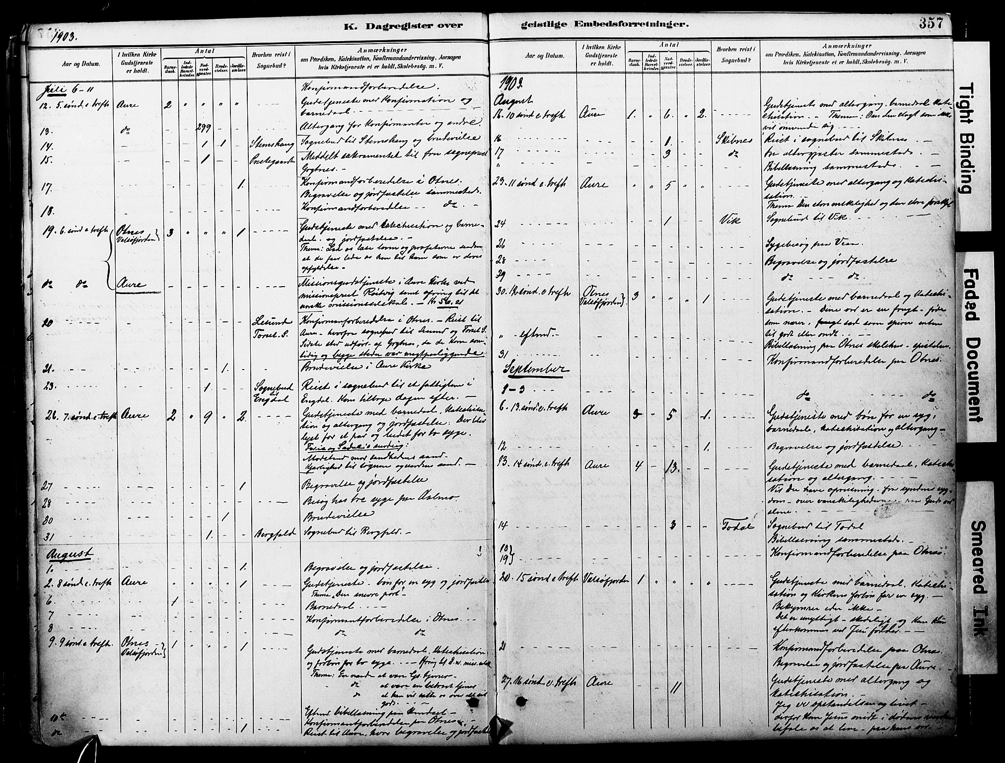 Ministerialprotokoller, klokkerbøker og fødselsregistre - Møre og Romsdal, AV/SAT-A-1454/578/L0907: Parish register (official) no. 578A06, 1887-1904, p. 357