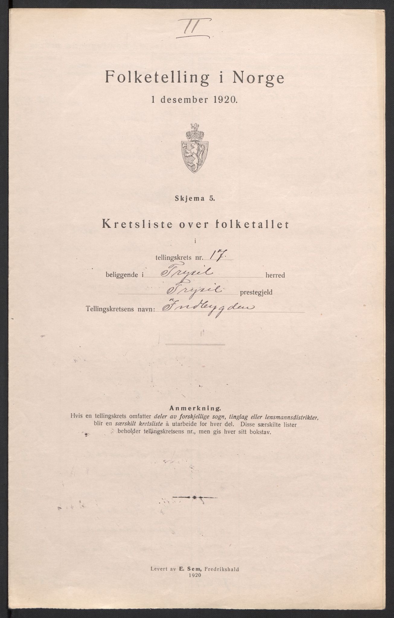 SAH, 1920 census for Trysil, 1920, p. 57