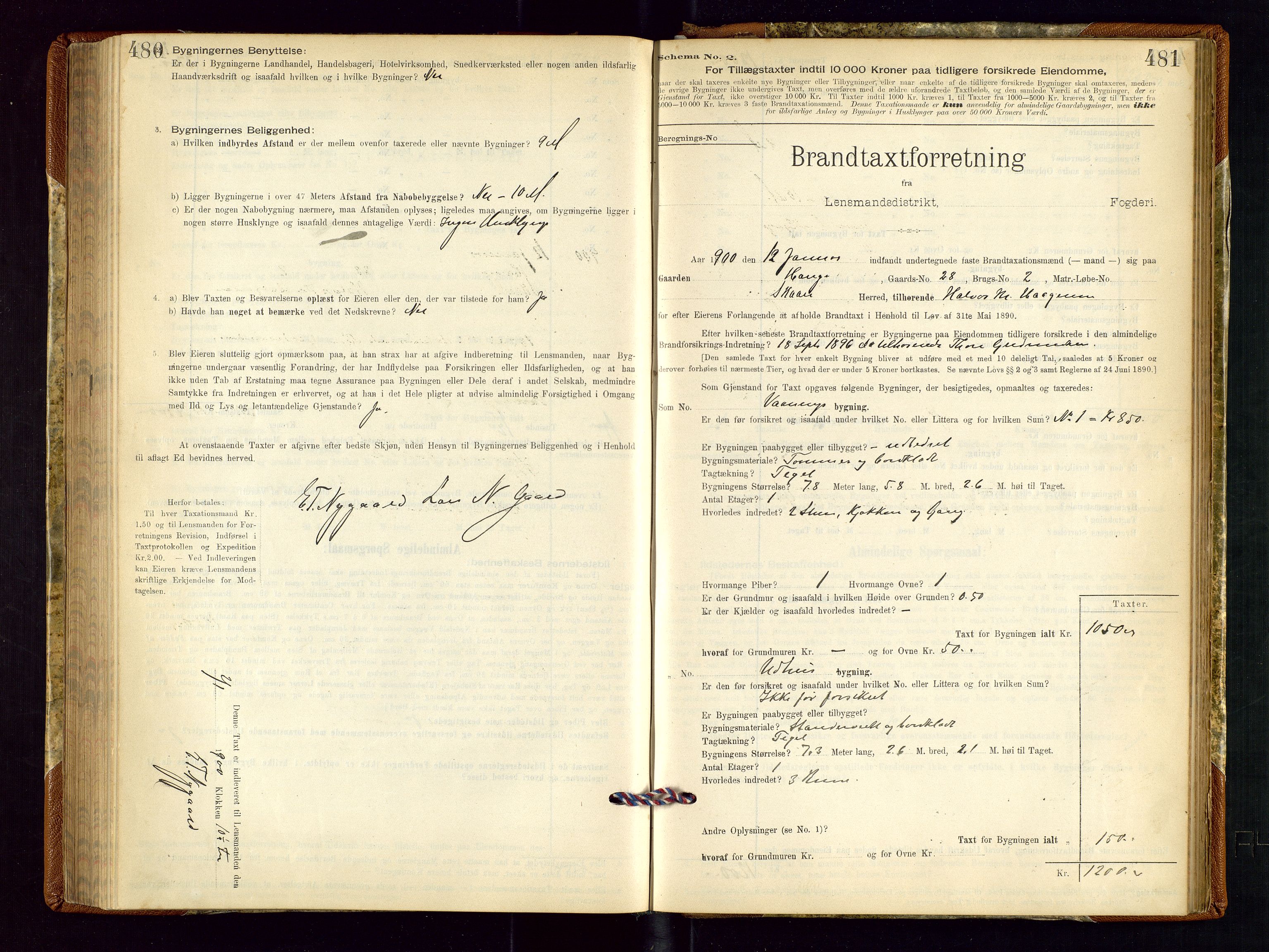 Torvestad lensmannskontor, AV/SAST-A-100307/1/Gob/L0001: "Brandtaxationsprotokol for Torvestad Lensmannsdistrikt", 1895-1904, p. 480-481