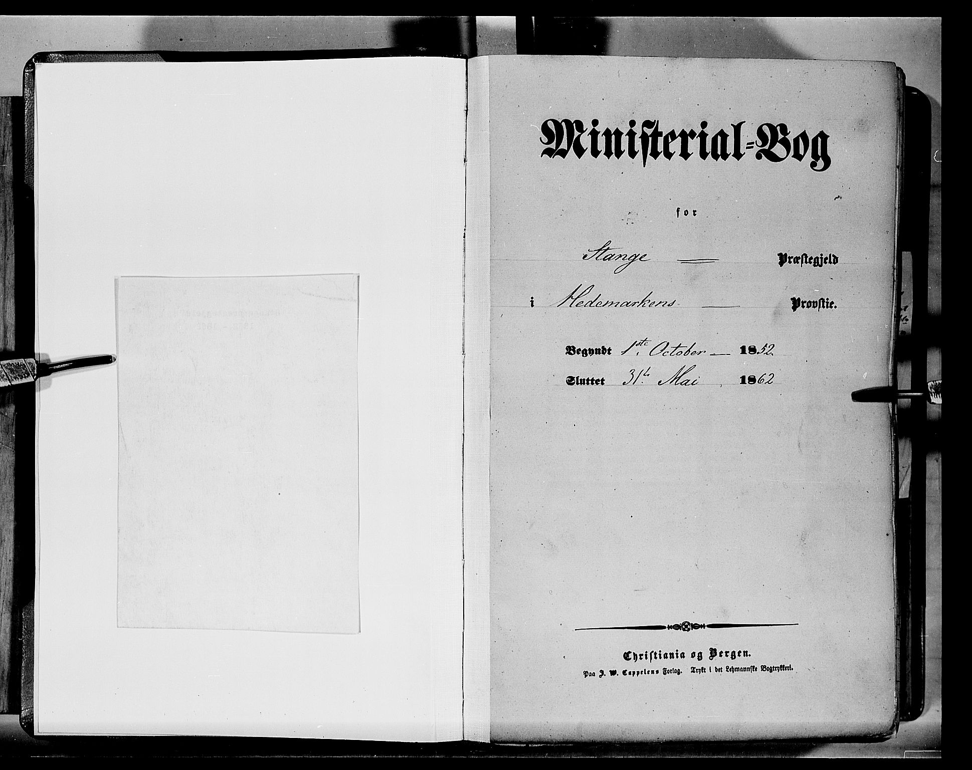 Stange prestekontor, SAH/PREST-002/K/L0012: Parish register (official) no. 12, 1852-1862