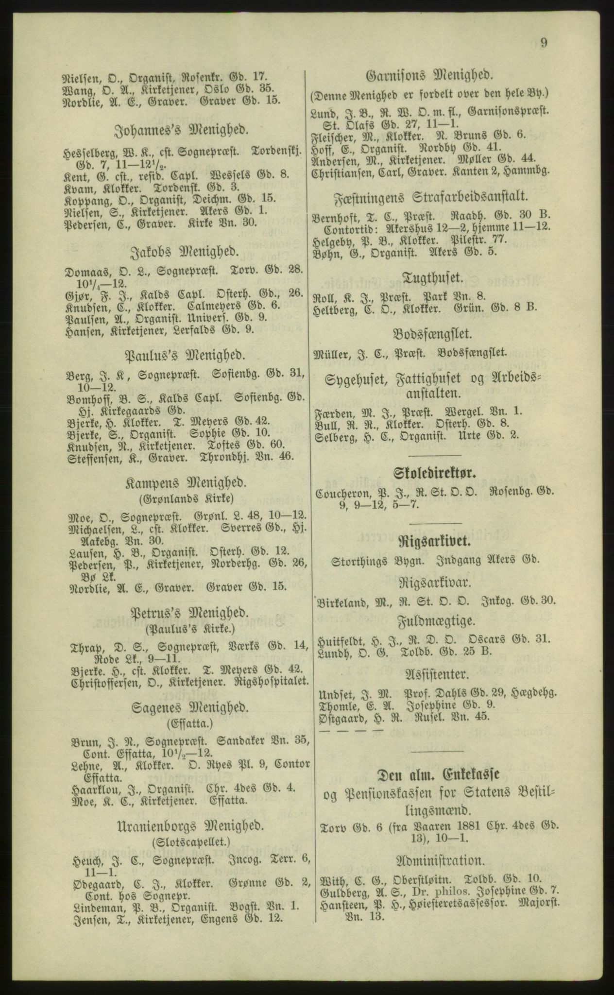 Kristiania/Oslo adressebok, PUBL/-, 1881, p. 9