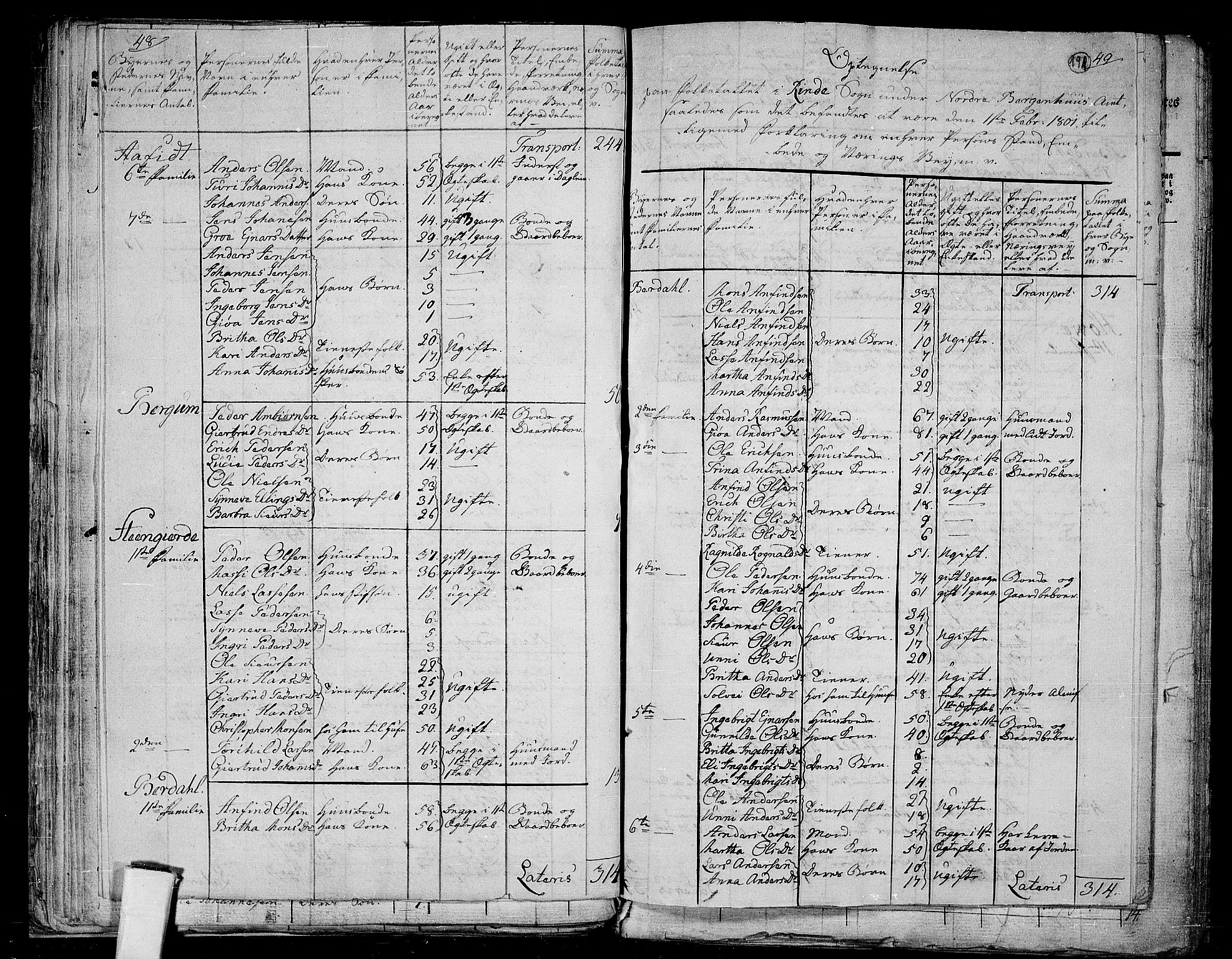 RA, 1801 census for 1419P Leikanger, 1801, p. 190b-191a