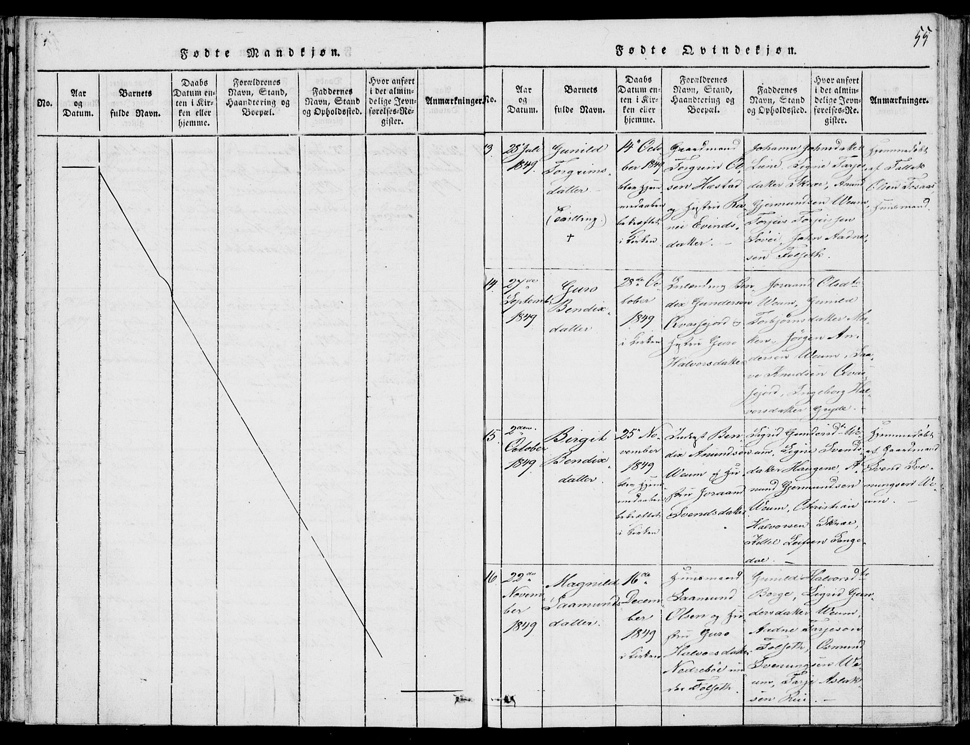 Fyresdal kirkebøker, SAKO/A-263/F/Fb/L0001: Parish register (official) no. II 1, 1815-1854, p. 55