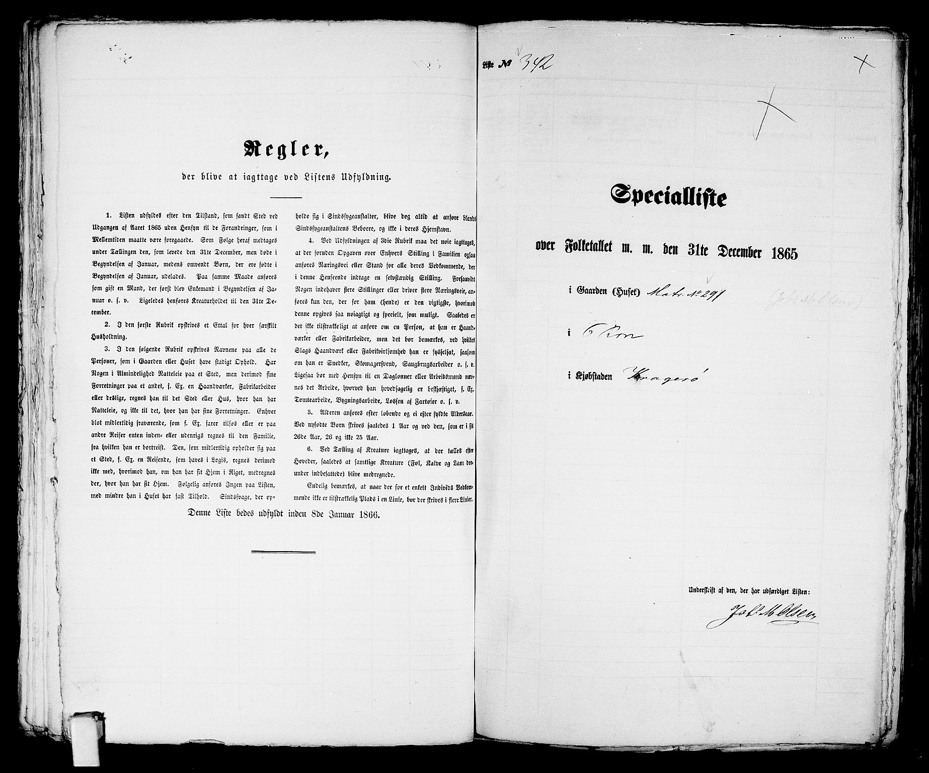 RA, 1865 census for Kragerø/Kragerø, 1865, p. 699