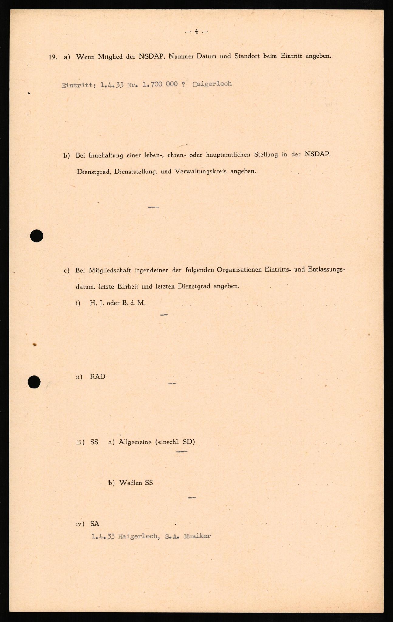 Forsvaret, Forsvarets overkommando II, RA/RAFA-3915/D/Db/L0011: CI Questionaires. Tyske okkupasjonsstyrker i Norge. Tyskere., 1945-1946, p. 58