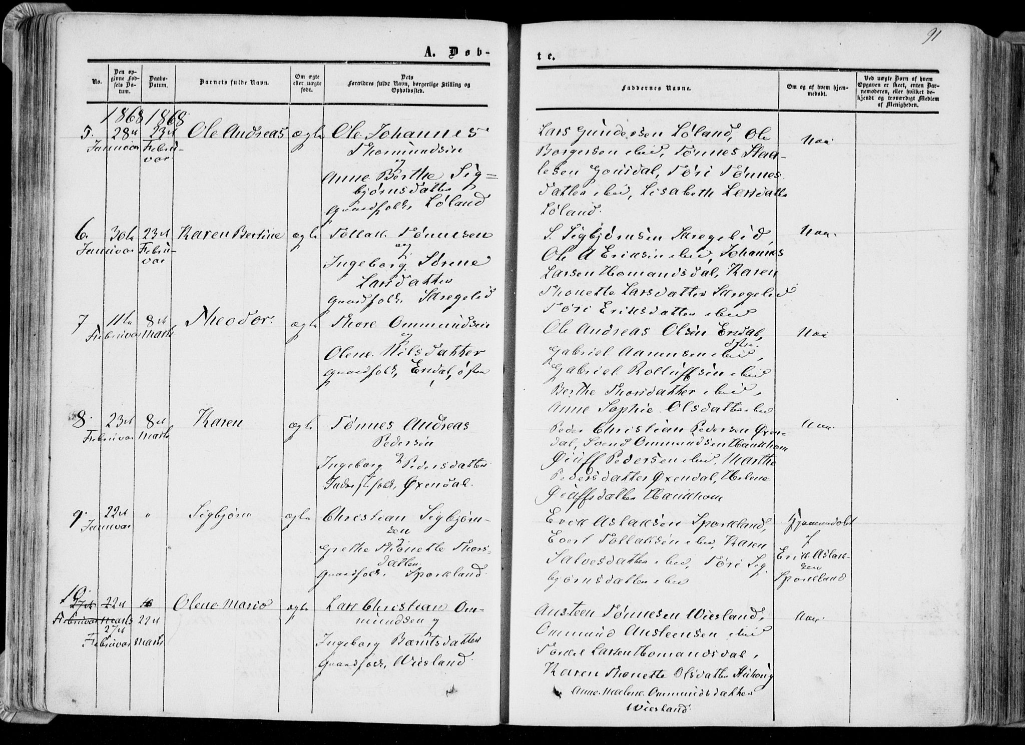 Bakke sokneprestkontor, AV/SAK-1111-0002/F/Fa/Faa/L0006: Parish register (official) no. A 6, 1855-1877, p. 91