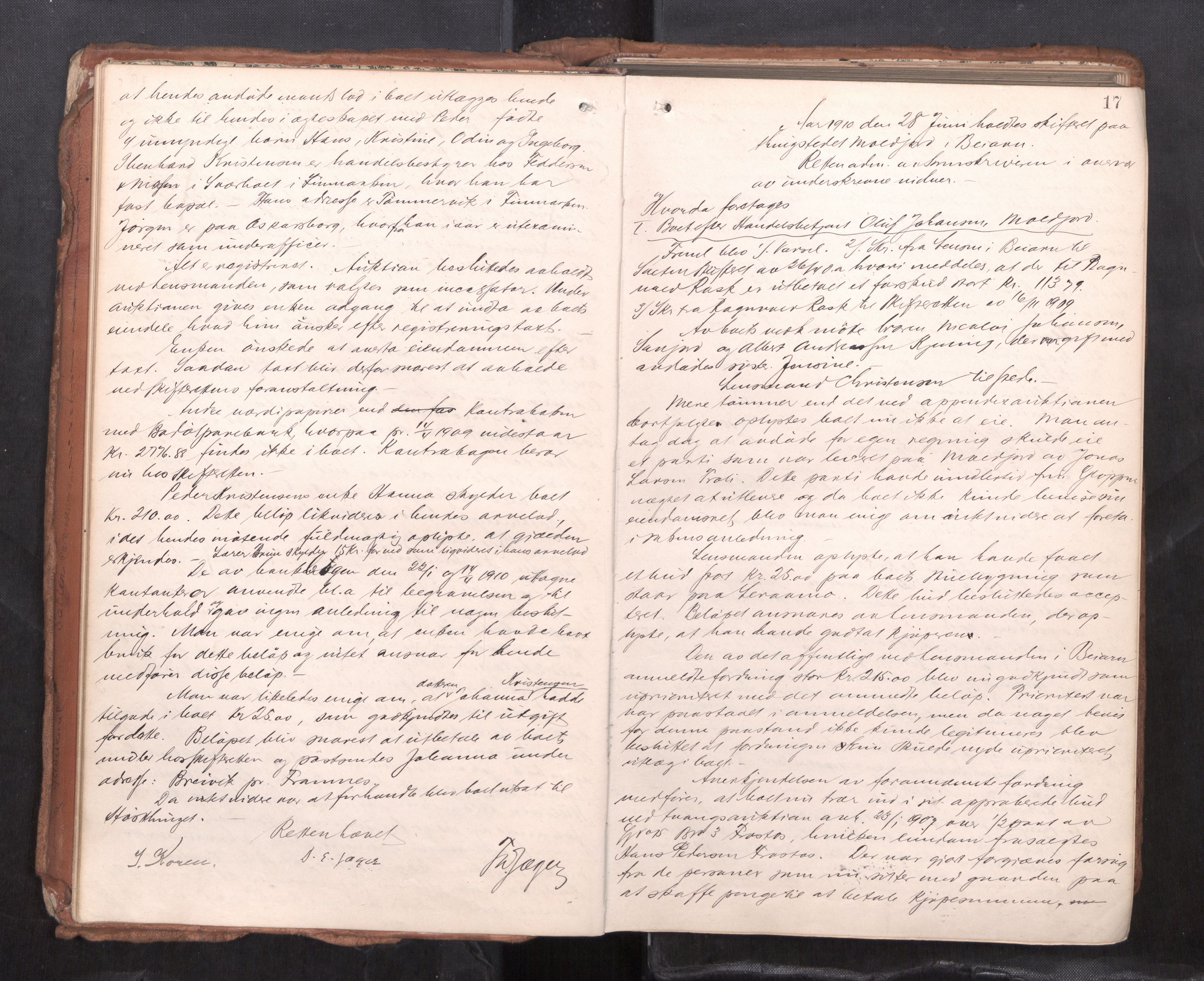 Salten sorenskriveri, AV/SAT-A-4578/1/3/3B/L0012: Skiftebehandlingsprotokoll, 1910-1915, p. 17