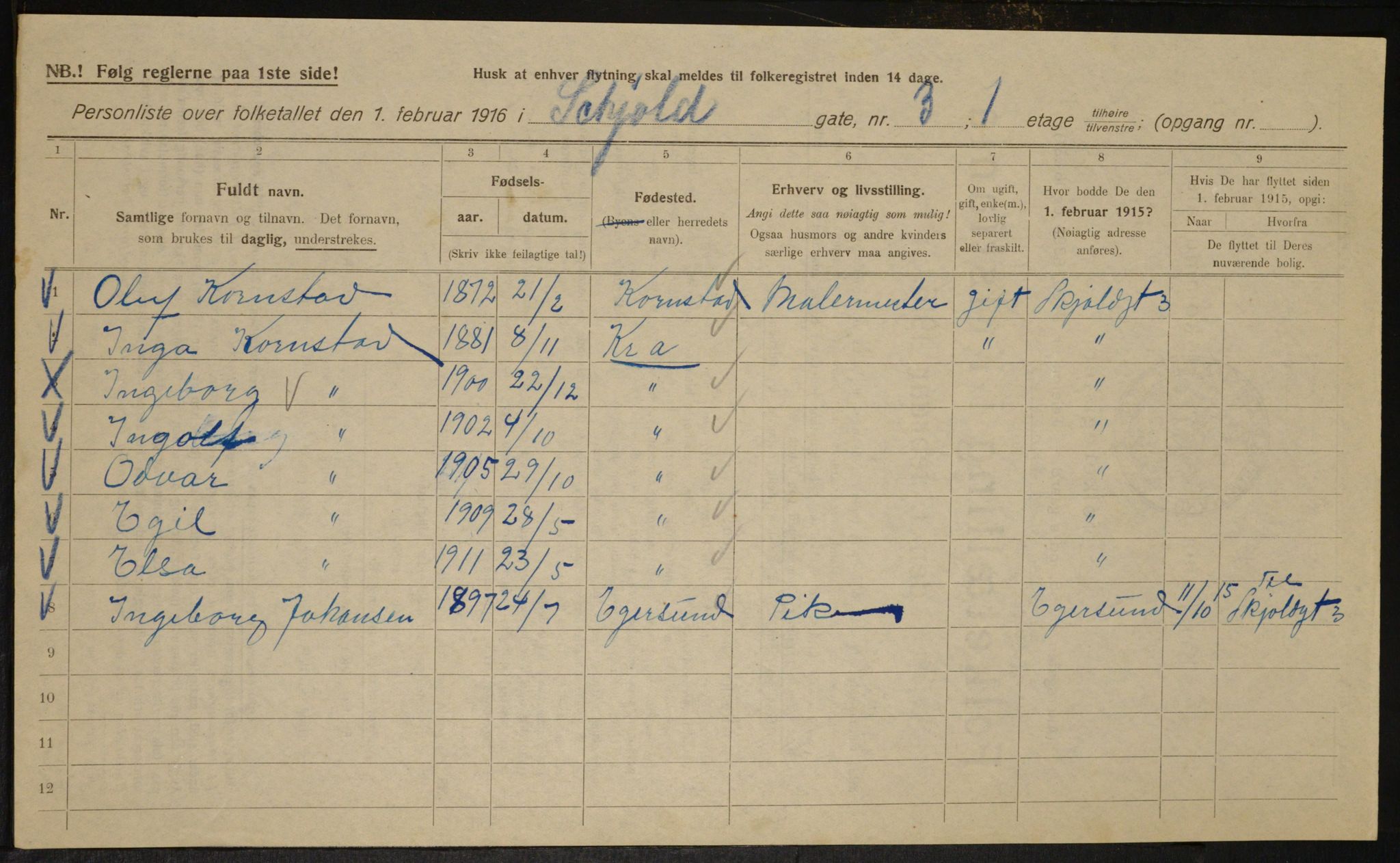 OBA, Municipal Census 1916 for Kristiania, 1916, p. 98626