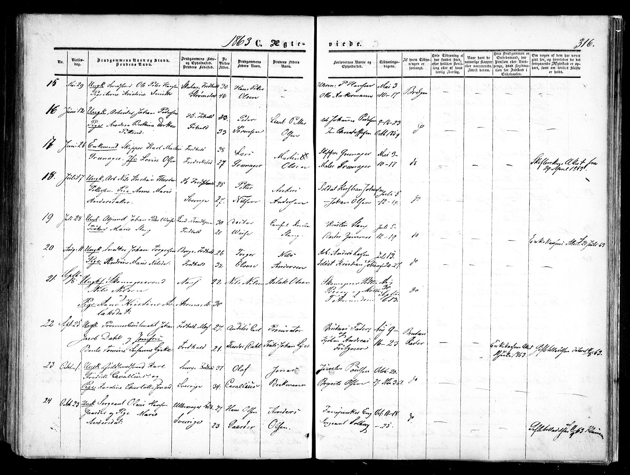 Halden prestekontor Kirkebøker, SAO/A-10909/F/Fa/L0007: Parish register (official) no. I 7, 1857-1865, p. 316