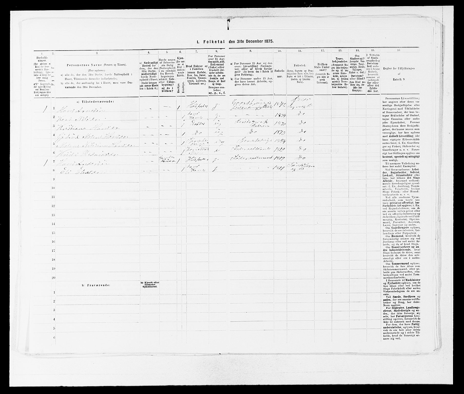 SAB, 1875 census for 1246P Fjell, 1875, p. 140