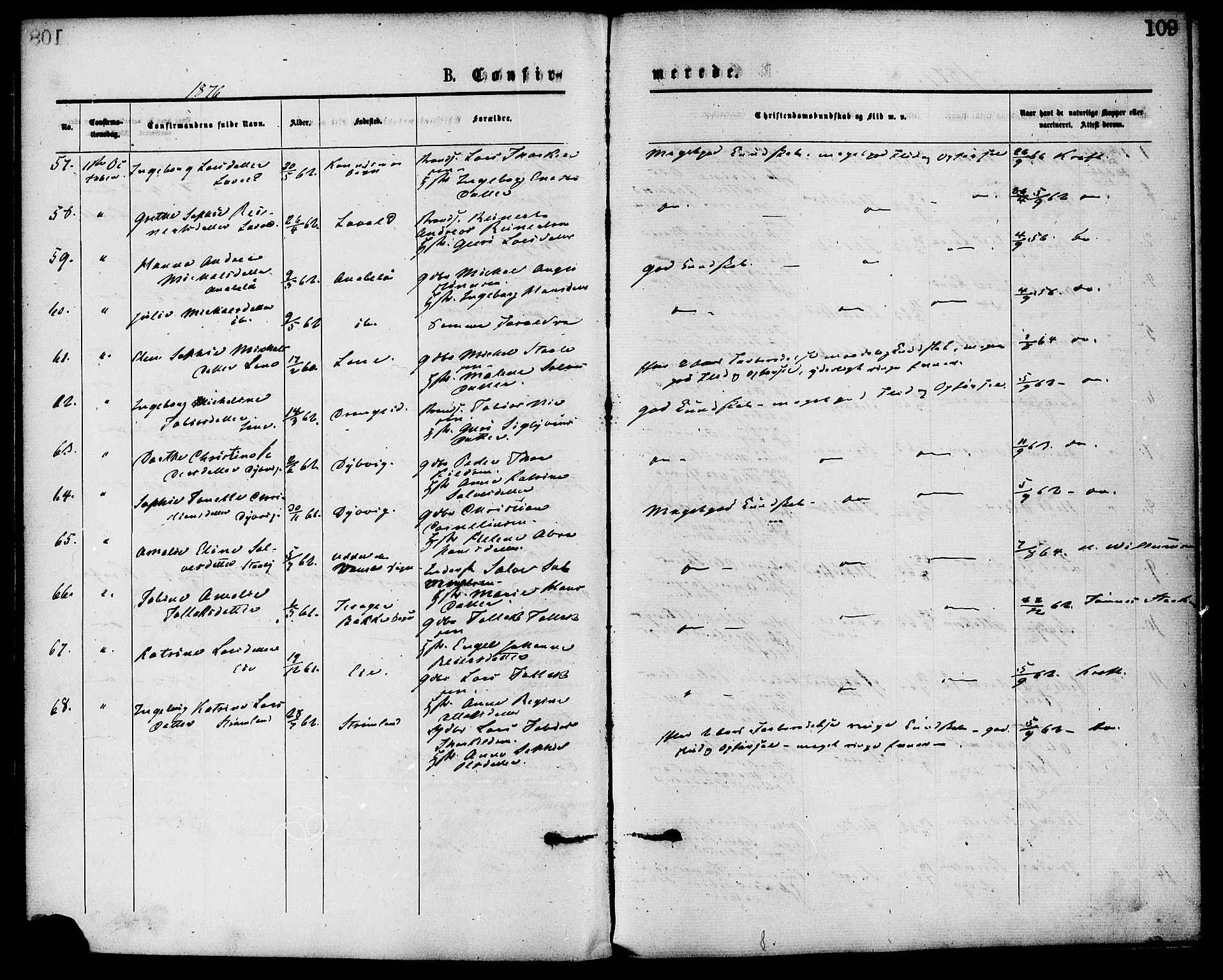 Flekkefjord sokneprestkontor, SAK/1111-0012/F/Fa/Fac/L0007: Parish register (official) no. A 7, 1875-1885, p. 109