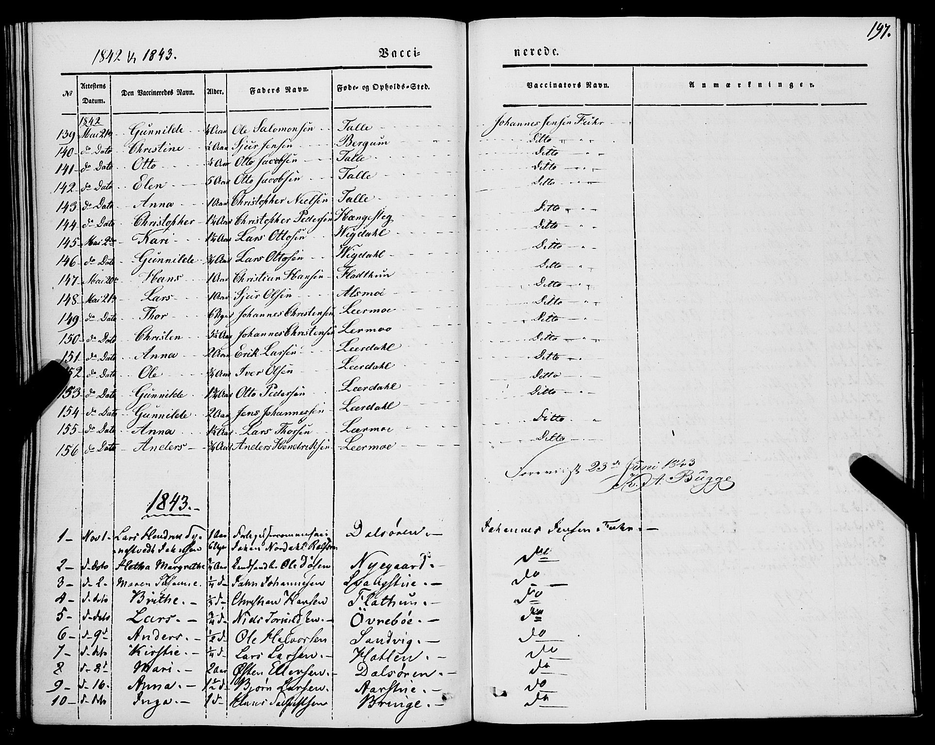 Luster sokneprestembete, AV/SAB-A-81101/H/Haa/Haaa/L0006: Parish register (official) no. A 6, 1840-1848, p. 197