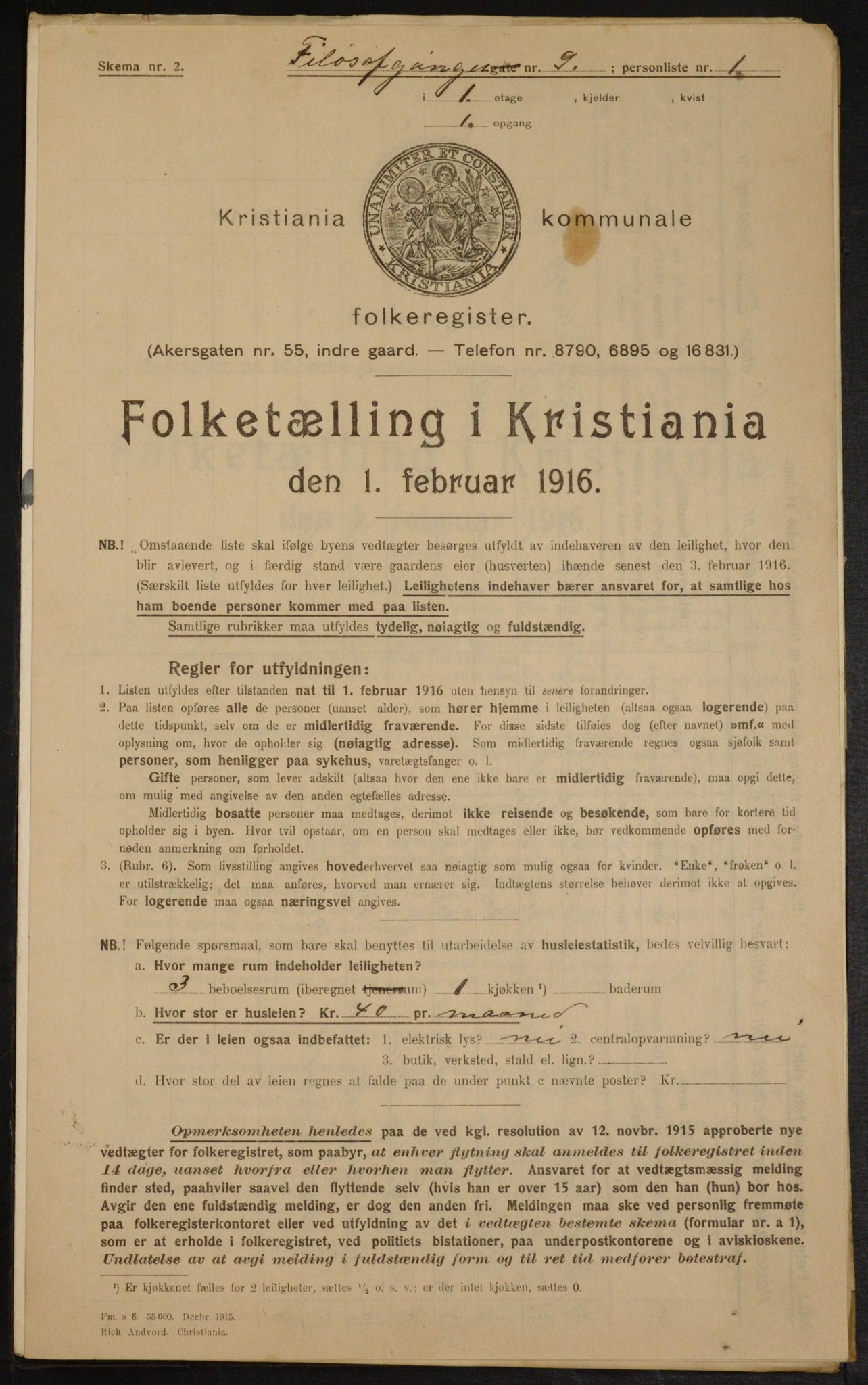 OBA, Municipal Census 1916 for Kristiania, 1916, p. 24662