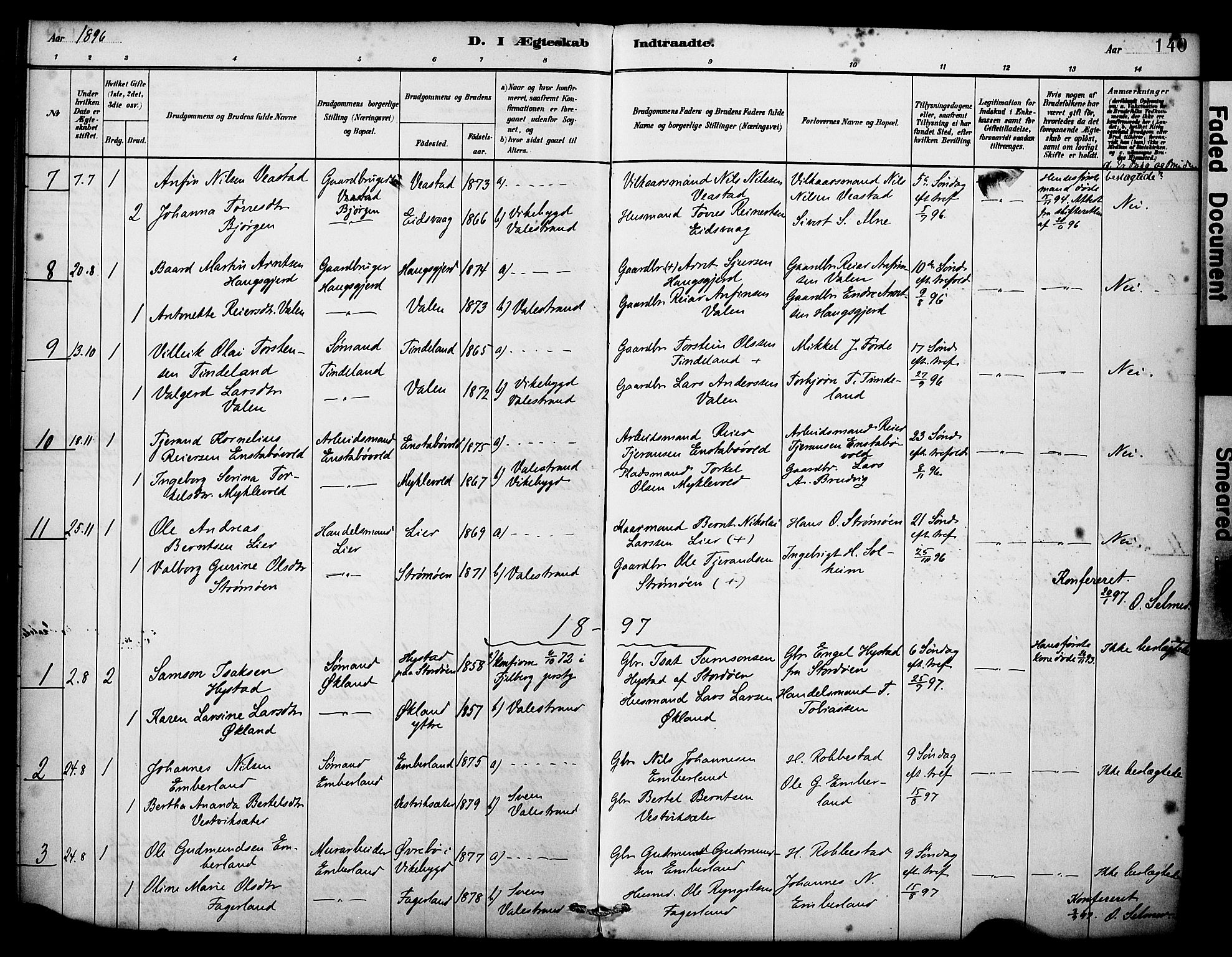 Sveio Sokneprestembete, SAB/A-78501/H/Haa: Parish register (official) no. C 2, 1881-1899, p. 140