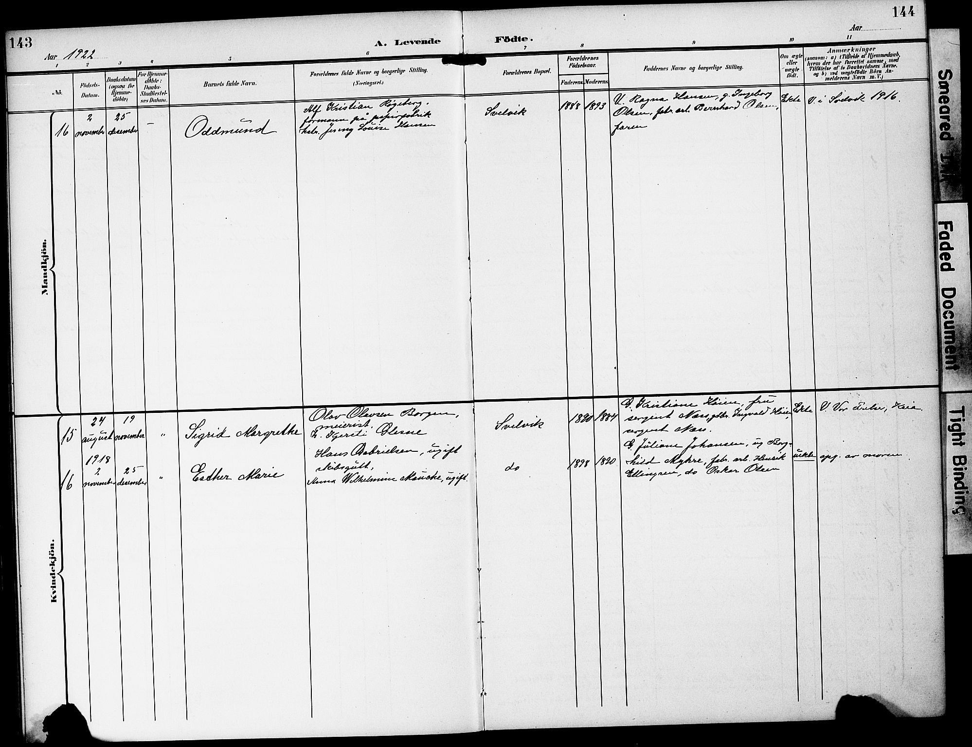 Strømm kirkebøker, AV/SAKO-A-322/G/Gb/L0002: Parish register (copy) no. II 2, 1897-1928, p. 143-144