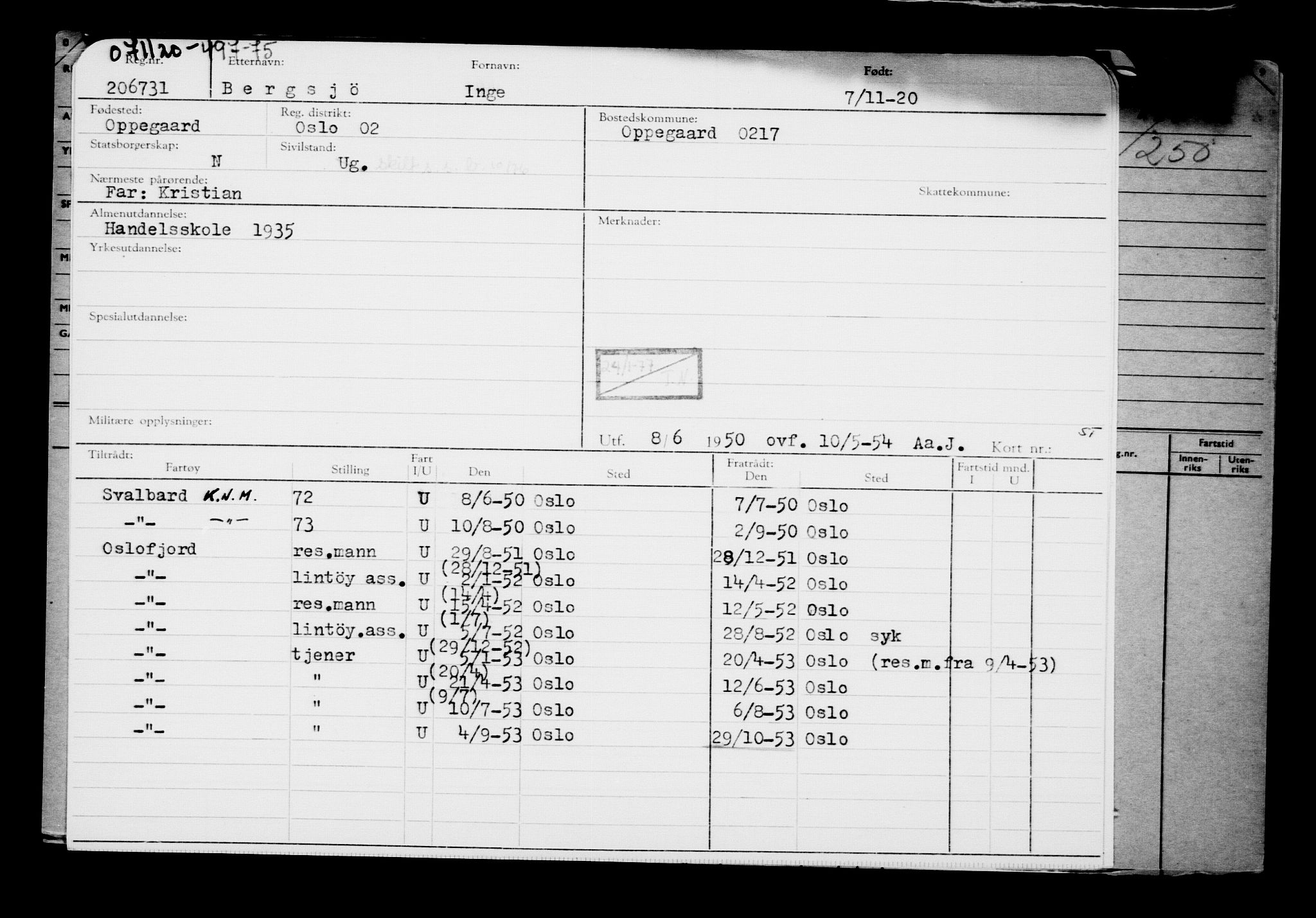 Direktoratet for sjømenn, AV/RA-S-3545/G/Gb/L0187: Hovedkort, 1920, p. 157