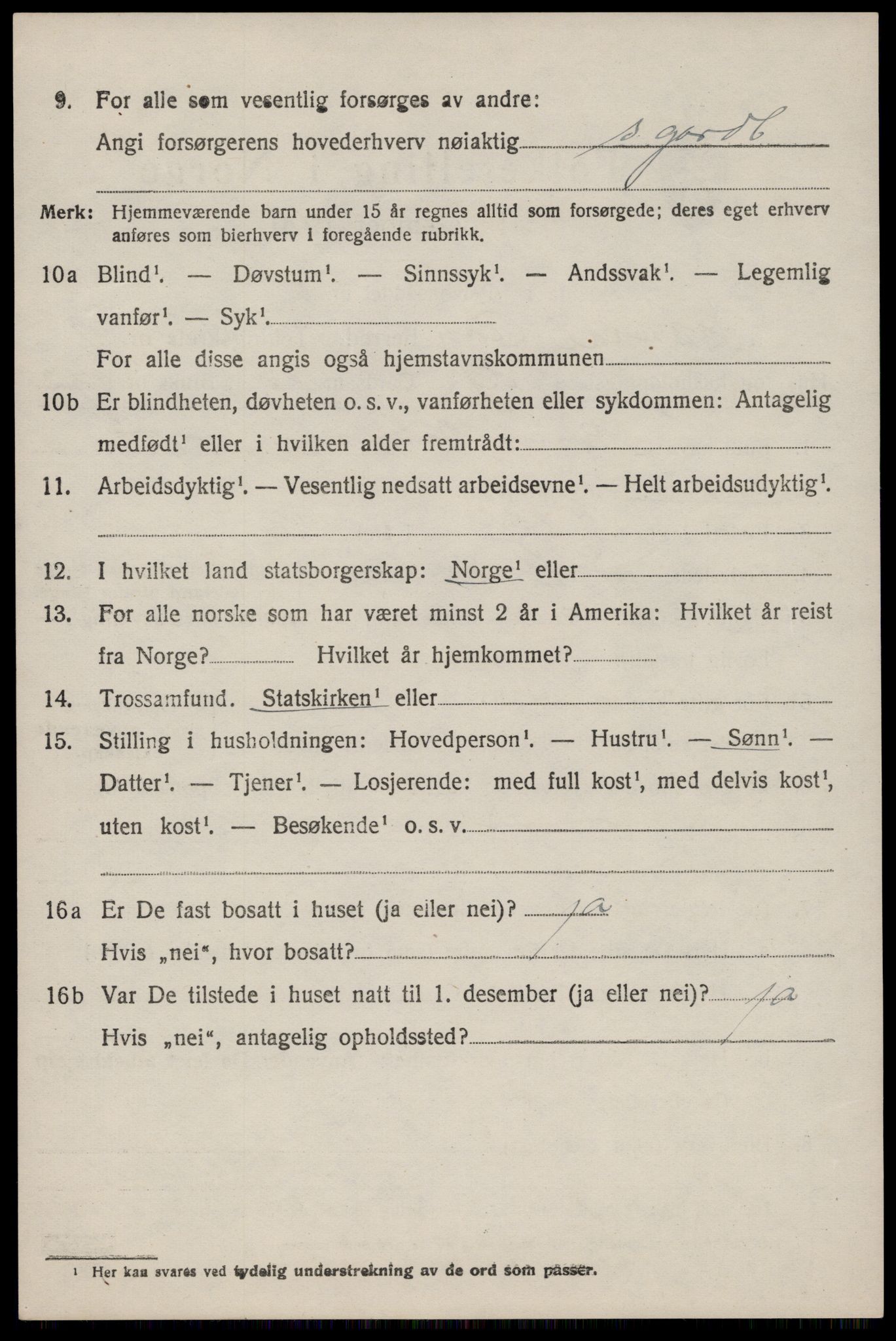 SAST, 1920 census for Sokndal, 1920, p. 5714