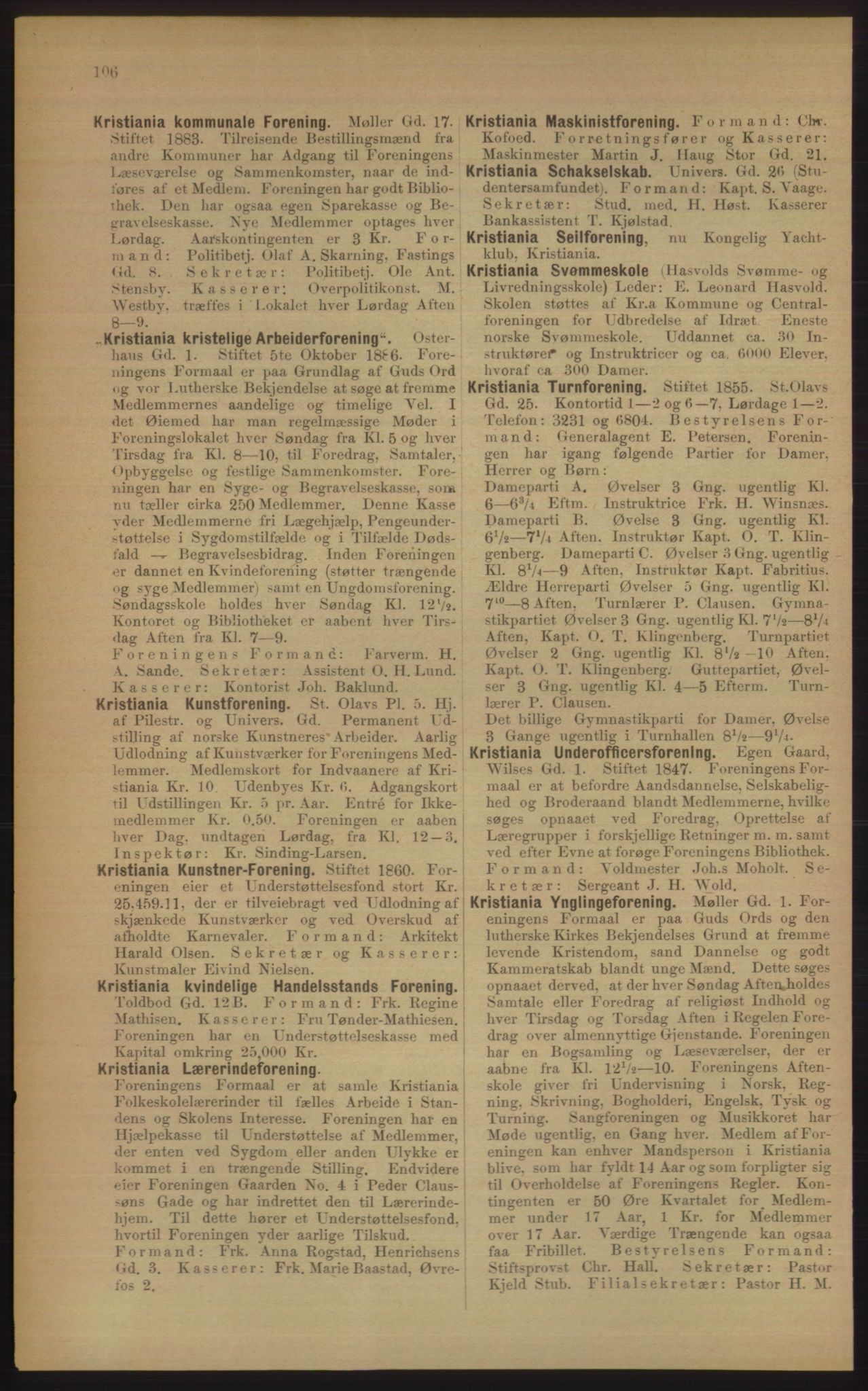 Kristiania/Oslo adressebok, PUBL/-, 1906, p. 106