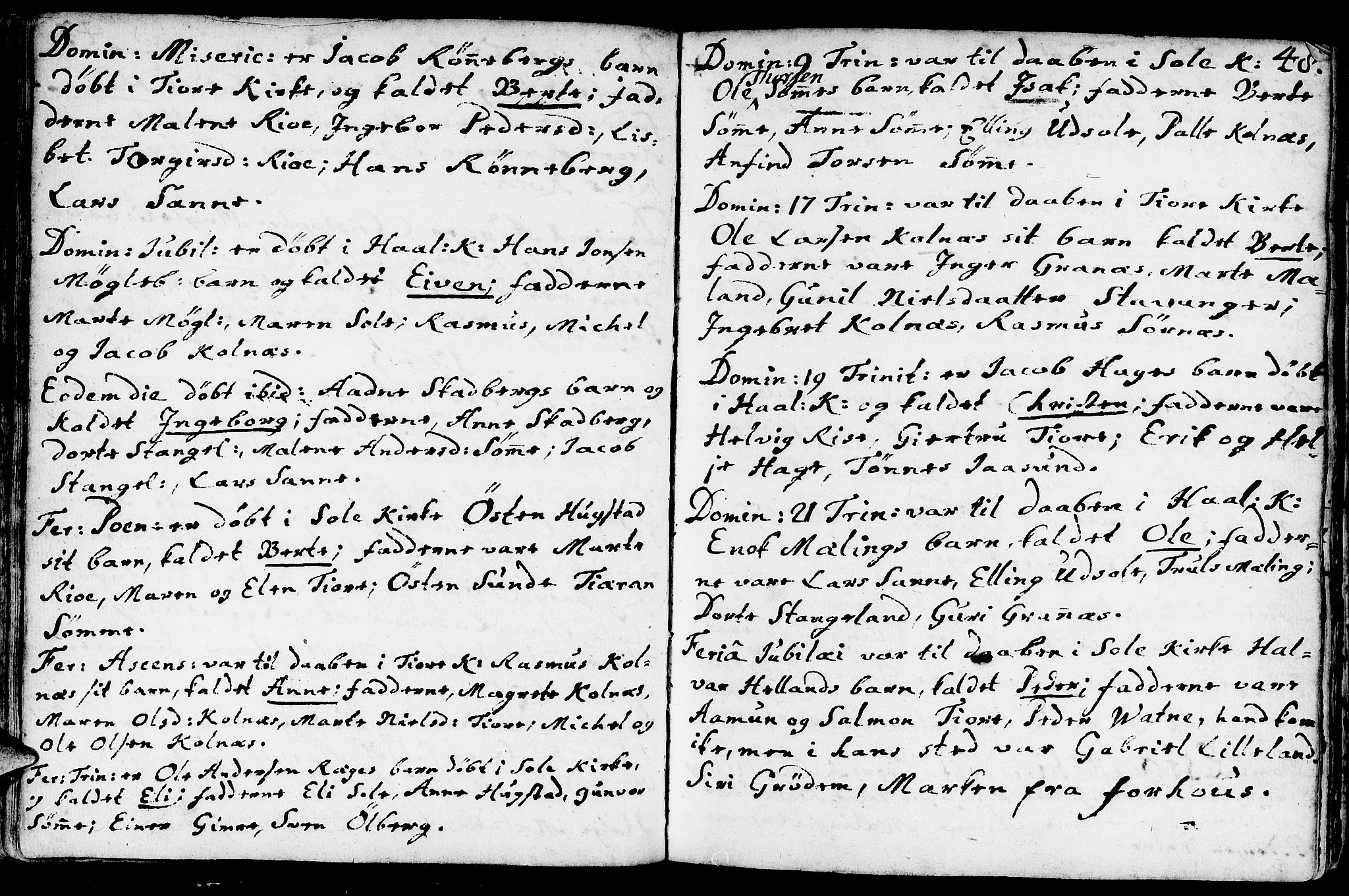 Håland sokneprestkontor, AV/SAST-A-101802/001/30BA/L0002: Parish register (official) no. A 2, 1722-1794, p. 48