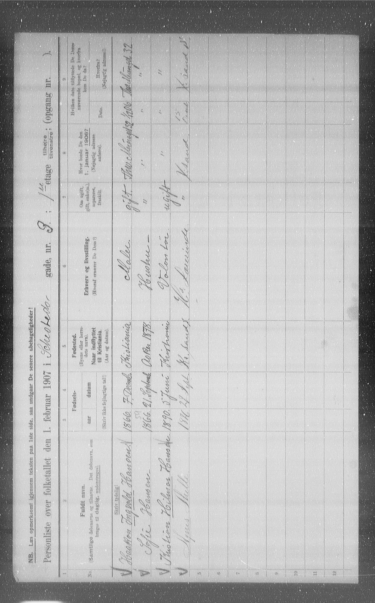 OBA, Municipal Census 1907 for Kristiania, 1907, p. 47869