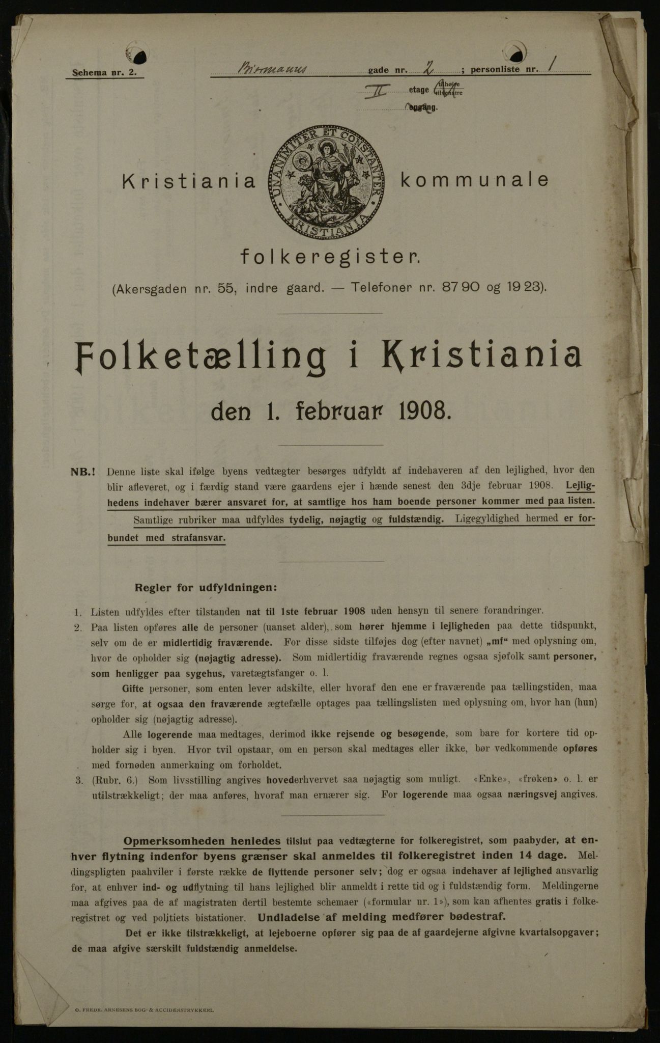 OBA, Municipal Census 1908 for Kristiania, 1908, p. 4733