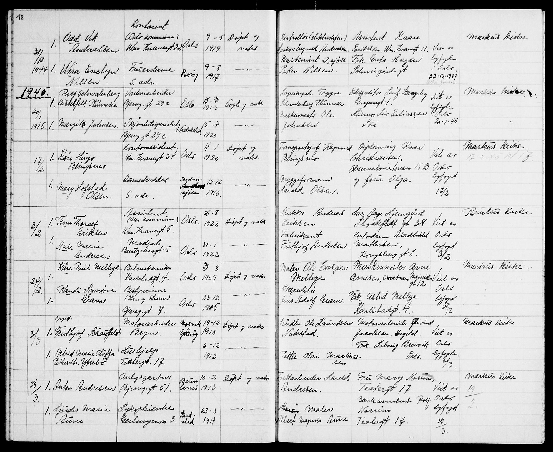 Gamle Aker prestekontor Kirkebøker, AV/SAO-A-10617a/F/L0023: Parish register (official) no. 23, 1942-1946, p. 18