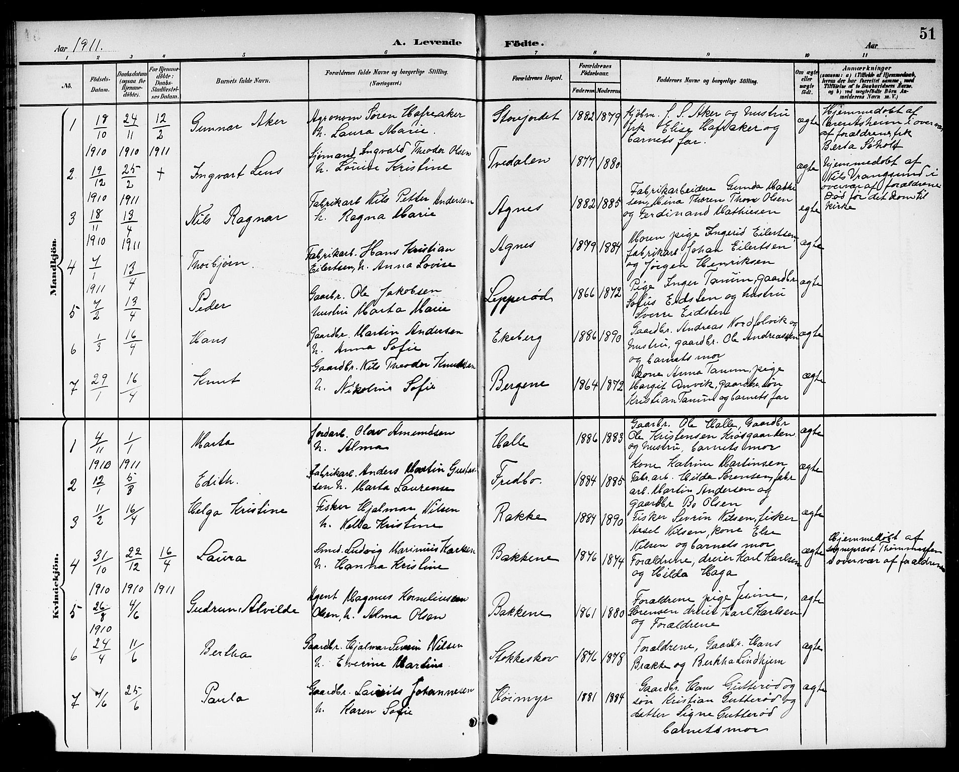 Brunlanes kirkebøker, SAKO/A-342/G/Ga/L0004: Parish register (copy) no. I 4, 1898-1921, p. 51