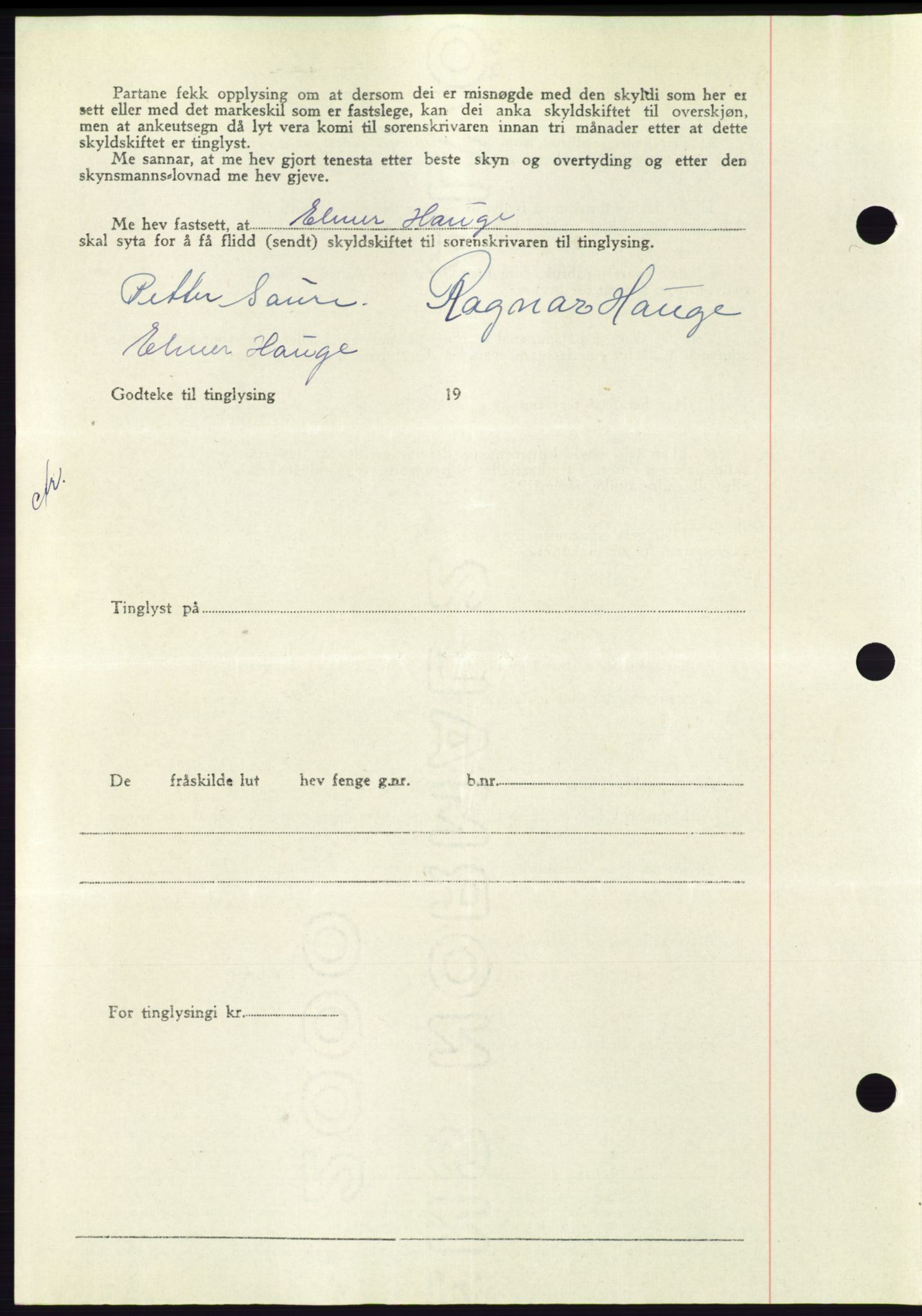 Søre Sunnmøre sorenskriveri, AV/SAT-A-4122/1/2/2C/L0084: Mortgage book no. 10A, 1949-1949, Diary no: : 742/1949