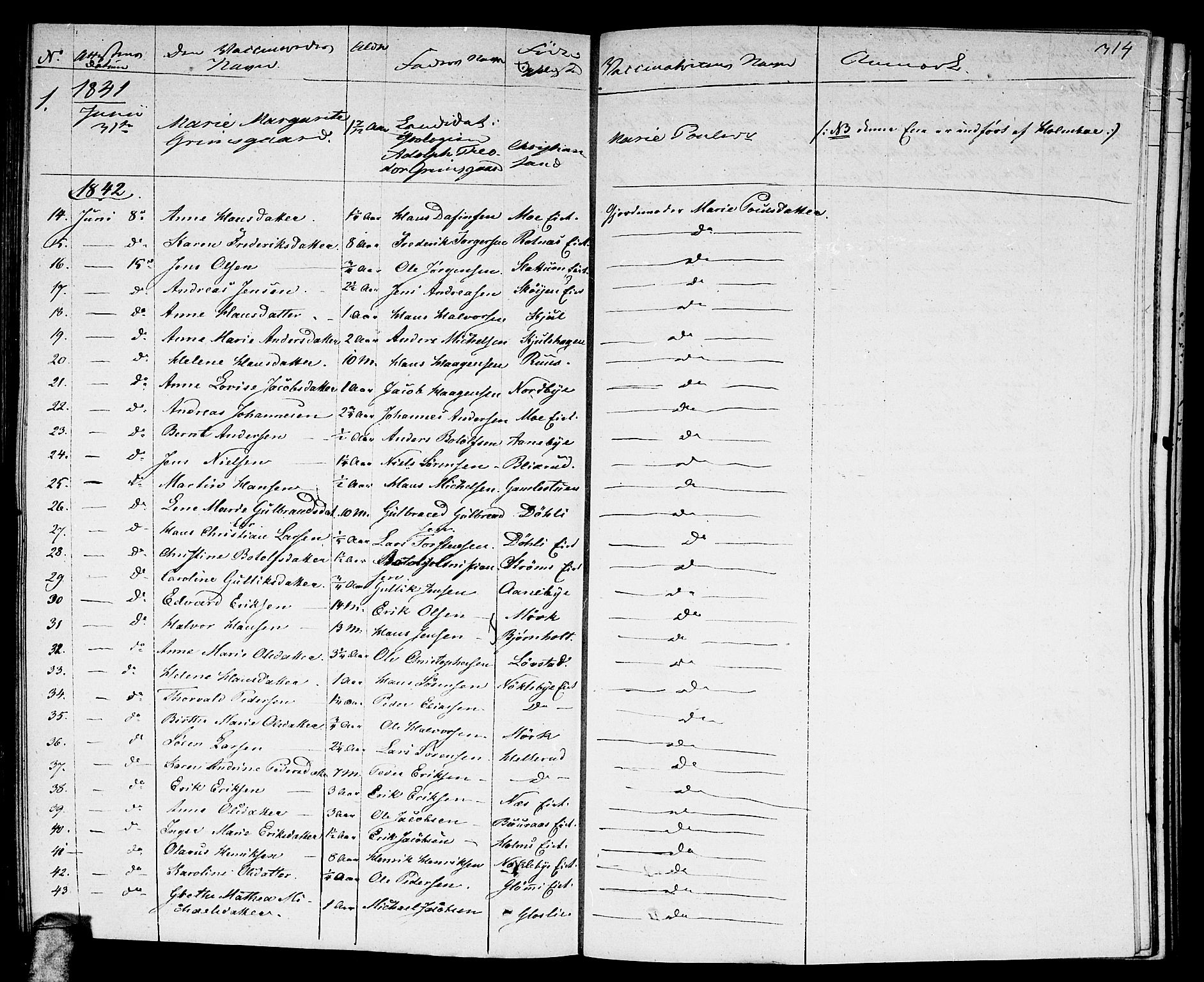 Nittedal prestekontor Kirkebøker, SAO/A-10365a/F/Fa/L0004: Parish register (official) no. I 4, 1836-1849, p. 314