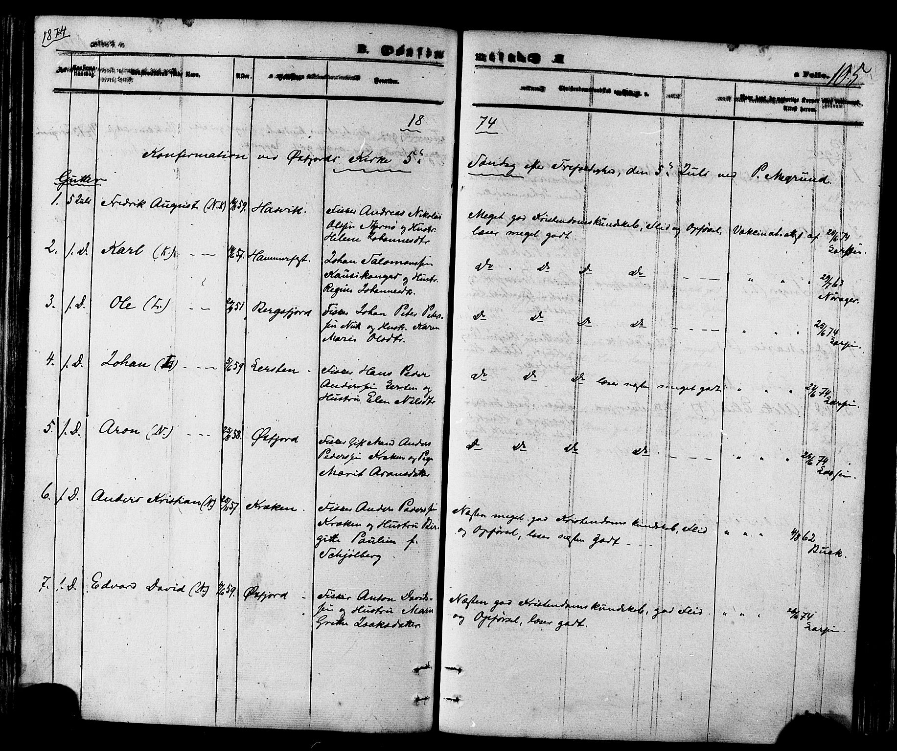 Loppa sokneprestkontor, SATØ/S-1339/H/Ha/L0005kirke: Parish register (official) no. 5, 1869-1878, p. 105
