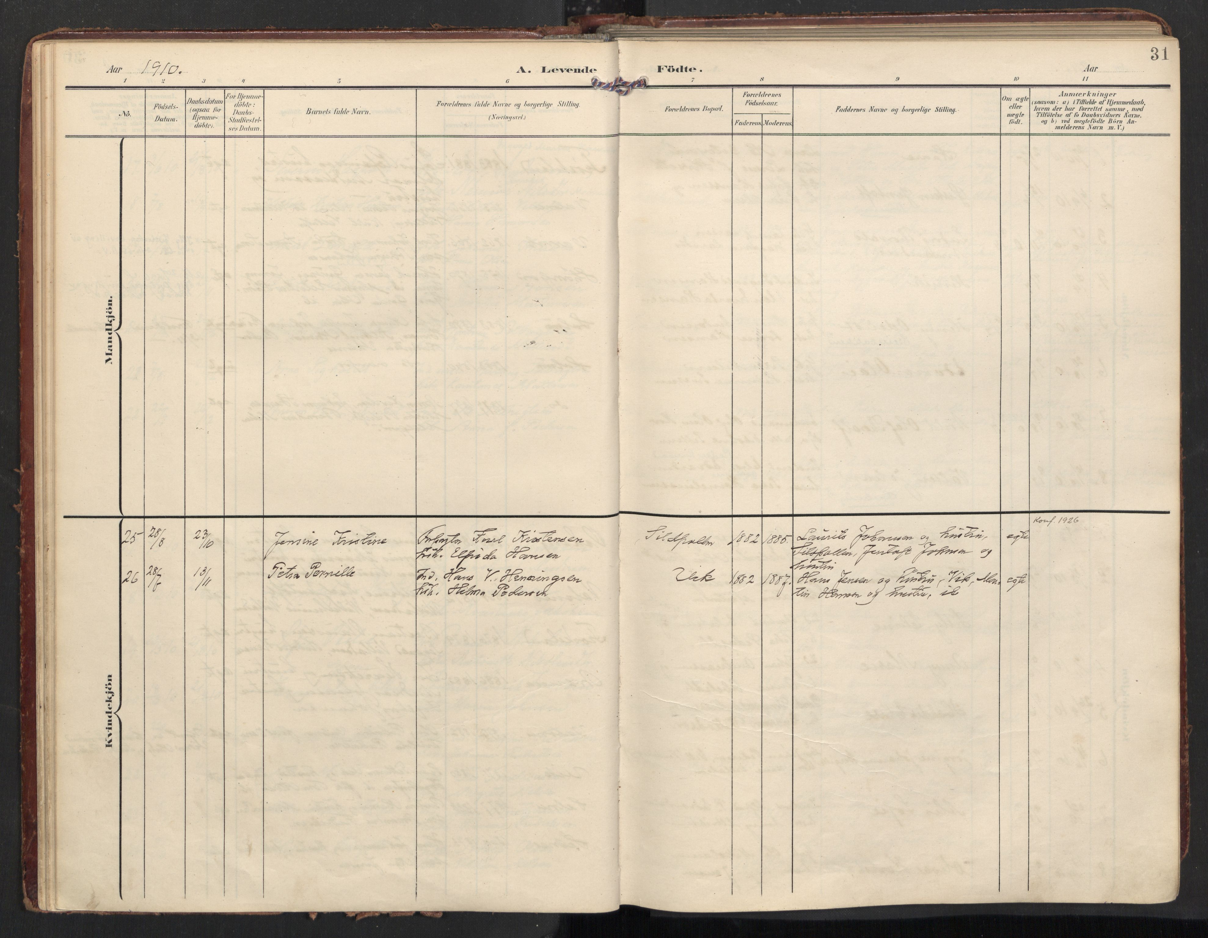 Ministerialprotokoller, klokkerbøker og fødselsregistre - Nordland, AV/SAT-A-1459/890/L1287: Parish register (official) no. 890A02, 1903-1915, p. 31