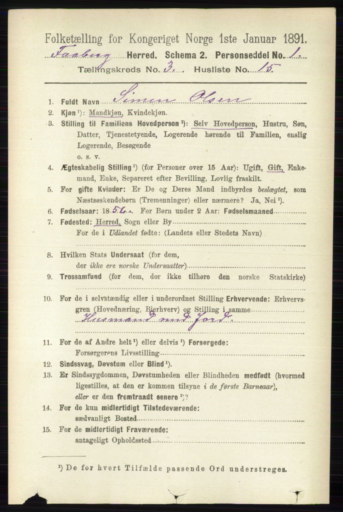 RA, 1891 census for 0524 Fåberg, 1891, p. 938